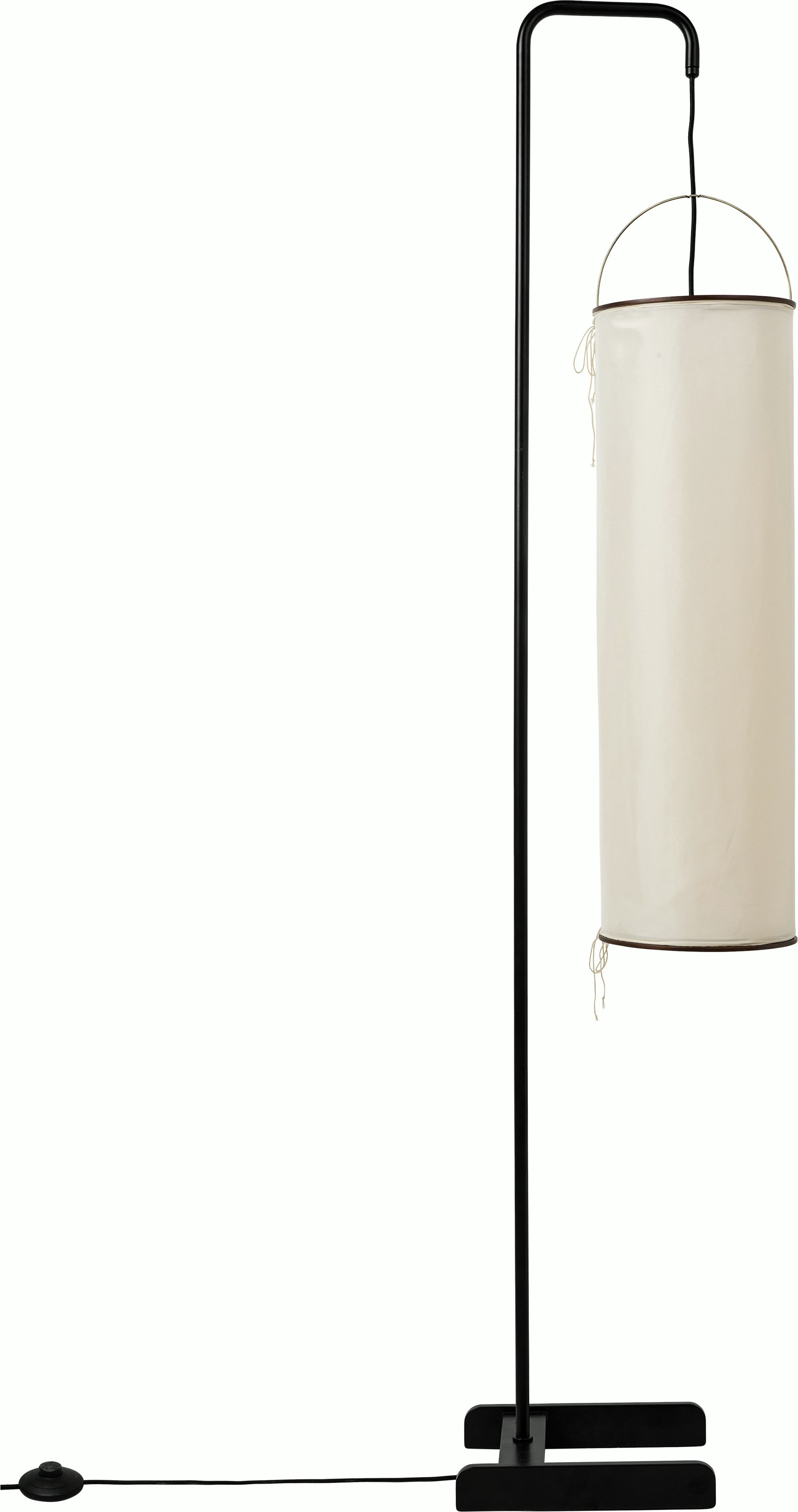 A Silk Lantern Floor Lamp in Natural White Silk viewed from the front.