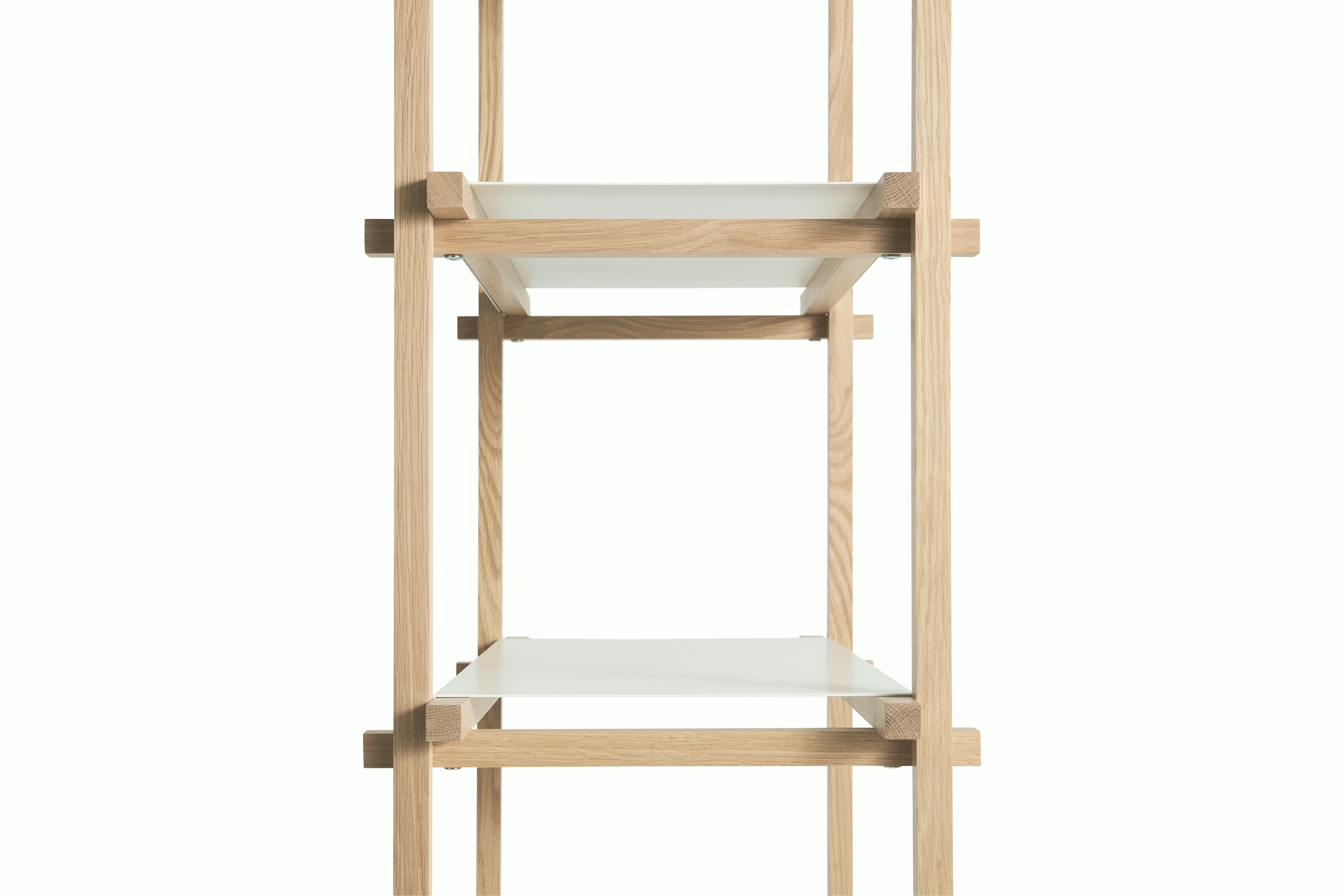 Woody Shelving 2.0 - Column High, Oak, Almond White