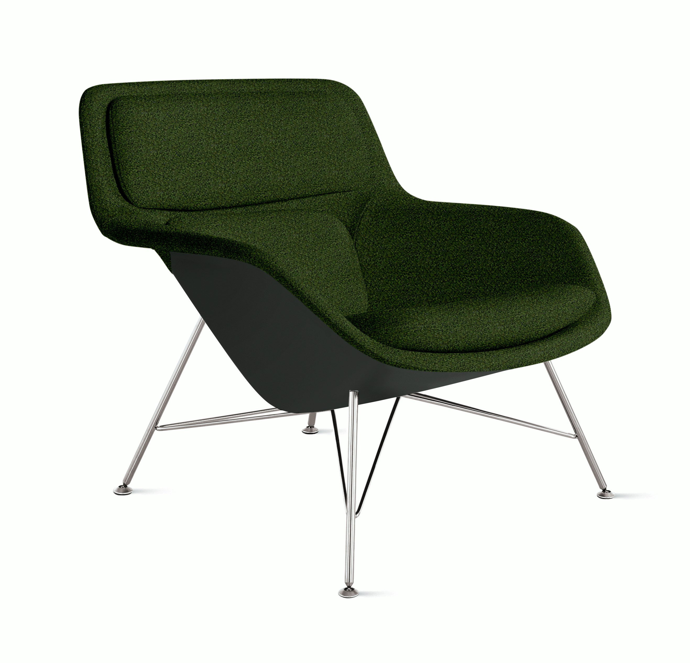 Striad Lounge Chair - Low Back,  Whim,  Fir,  Black,  Wire,  Trivalent Chrome