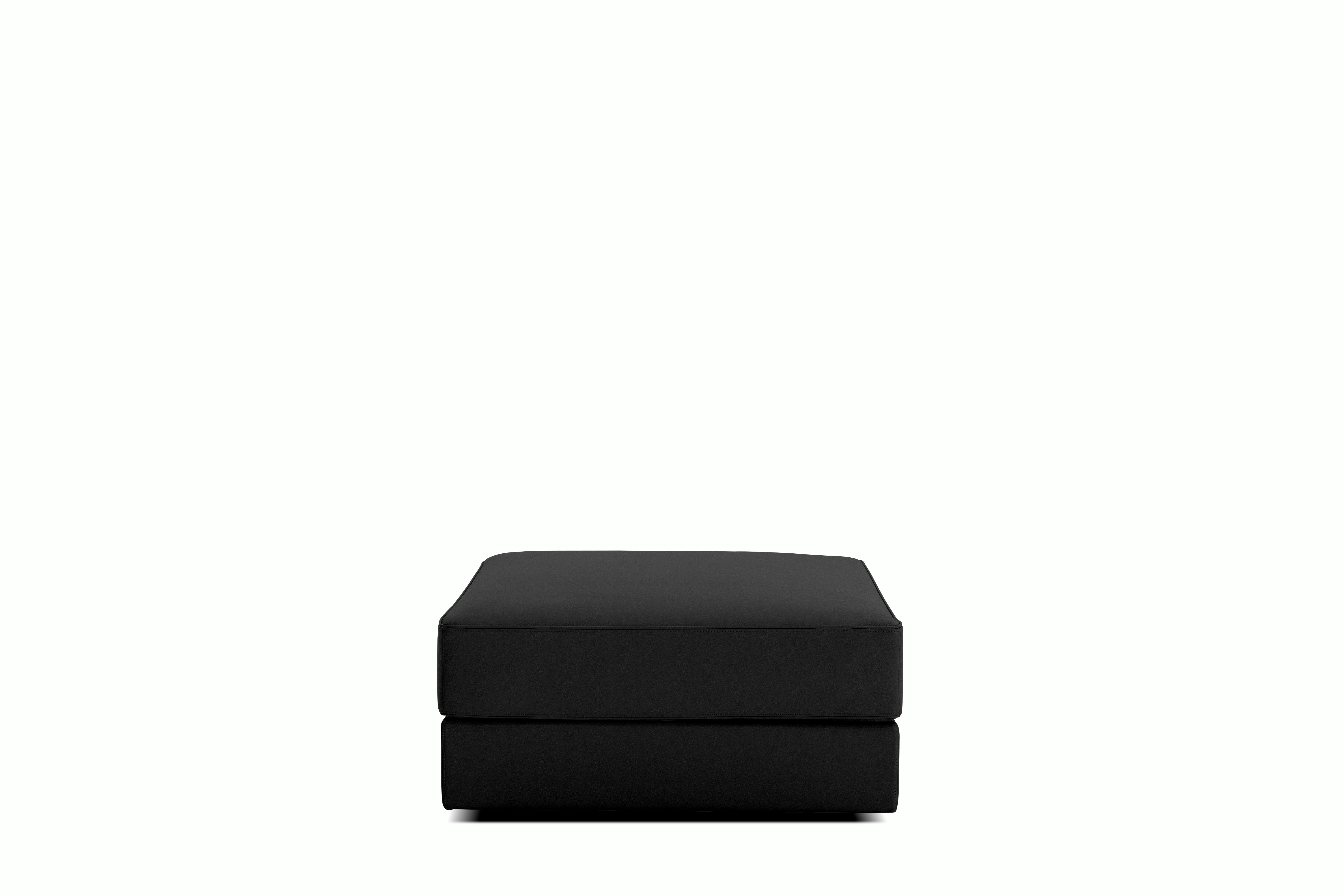 Symme Ottoman - Cocktail,  Leather Frame,  Prone Leather,  Obsidian,  Prone Leather,  Obsidian