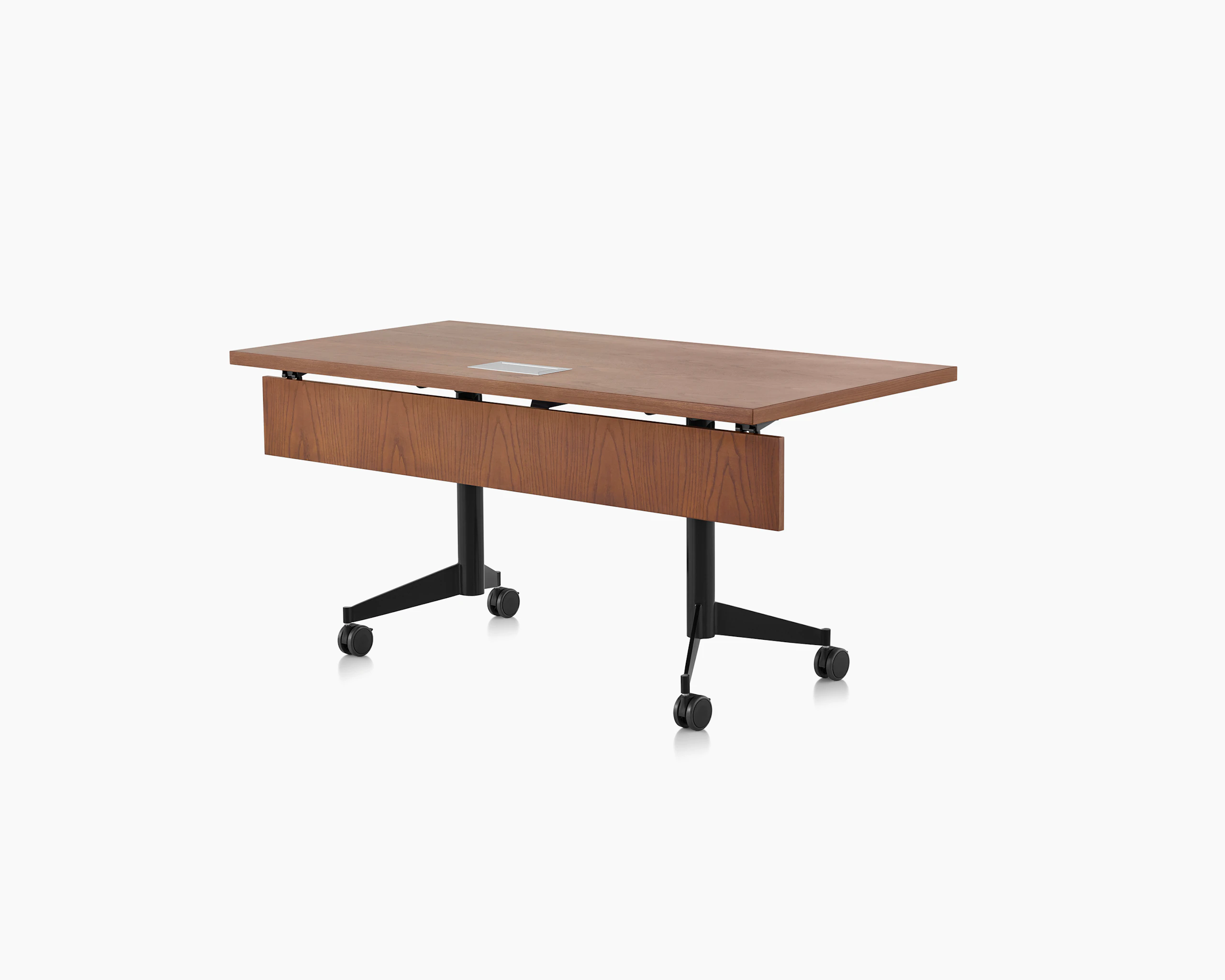 An MP Flex table in chocolate ash viewed from a three-quarter perspective.