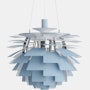 PH Artichoke Lamp, Medium Smokey Blue and Chrome