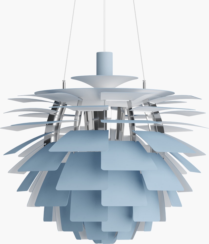 PH Artichoke Lamp, Medium Smokey Blue and Chrome