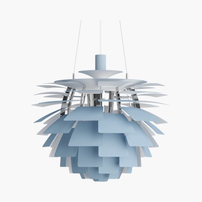 PH Artichoke Lamp, Medium Smokey Blue and Chrome PH Artichoke Lamp, Medium Smokey Blue and Chrome