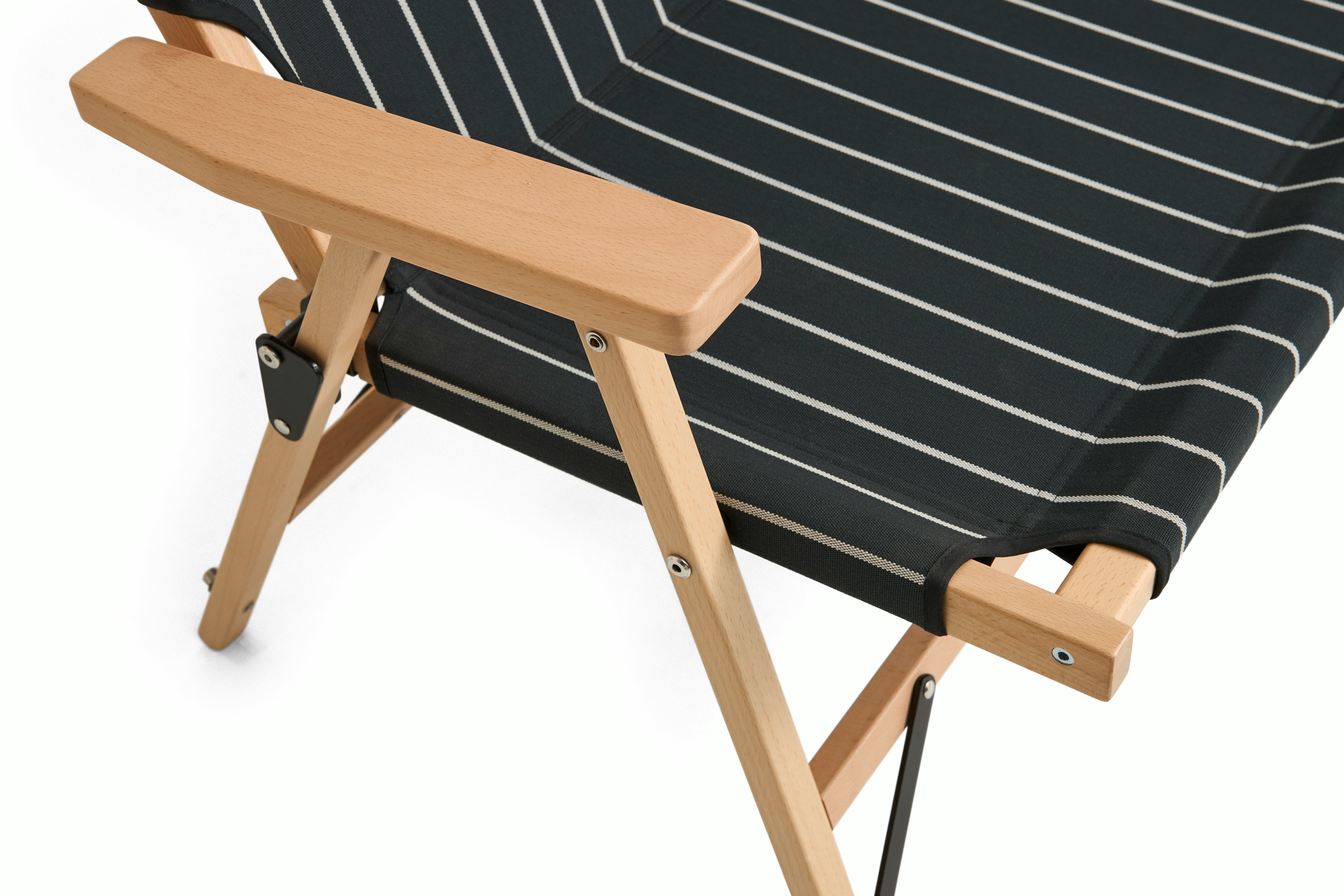 Outdoor Market Folding Sofa - Black With Beige Stripe