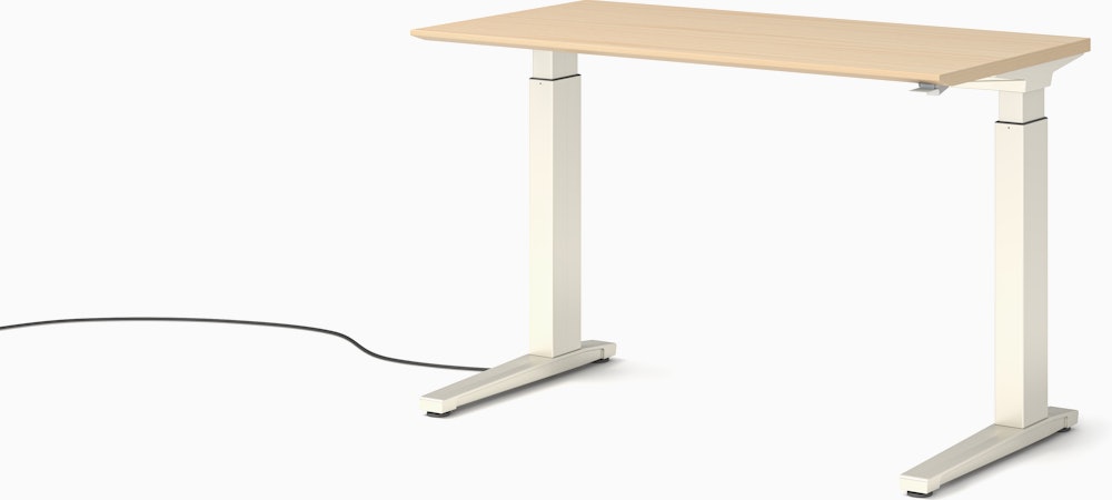 Renew Sit-To-Stand Desk - 23x46,  Veneer White Ash White,  Hidden Power