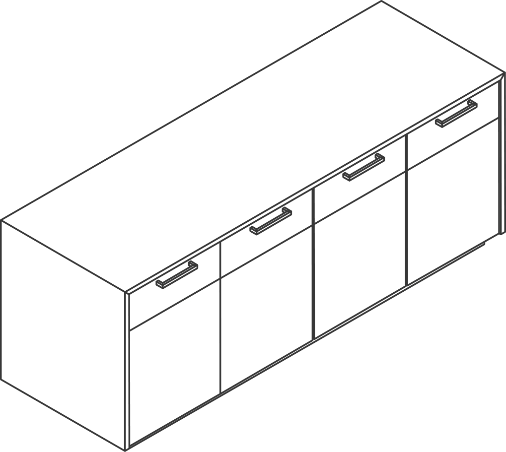 A line drawing - JD Credenza | 4 Wide
