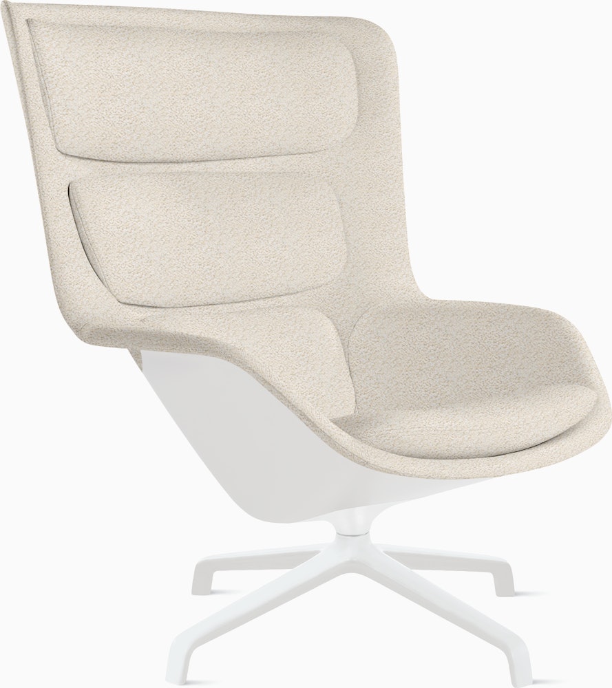 Striad Lounge Chair - High Back,  Whim,  Warm White,  White,  4-Star Swivel,  White