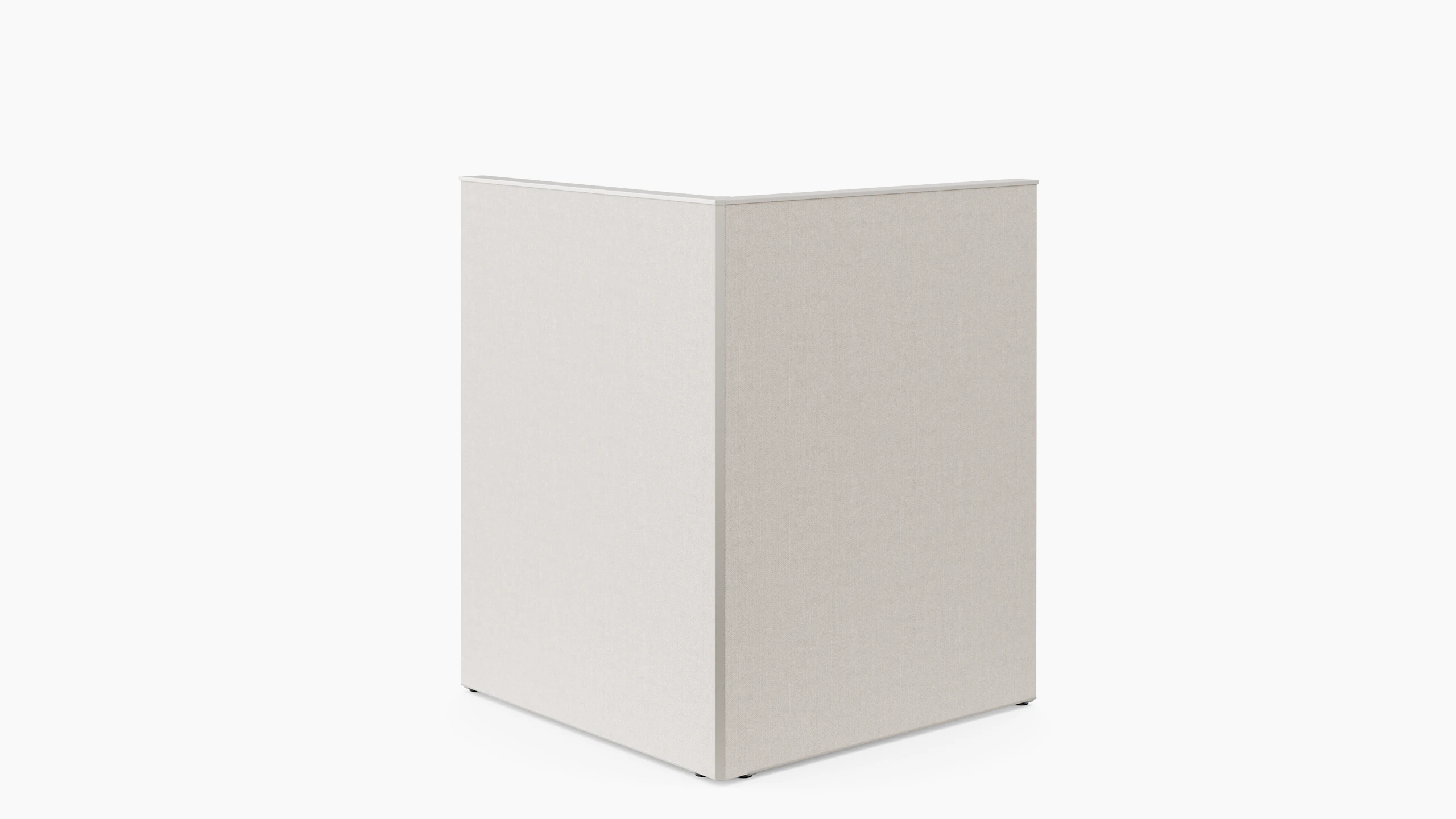 A white sweep rendering of two system panels joined at a 90 degree angle shown from straight on.