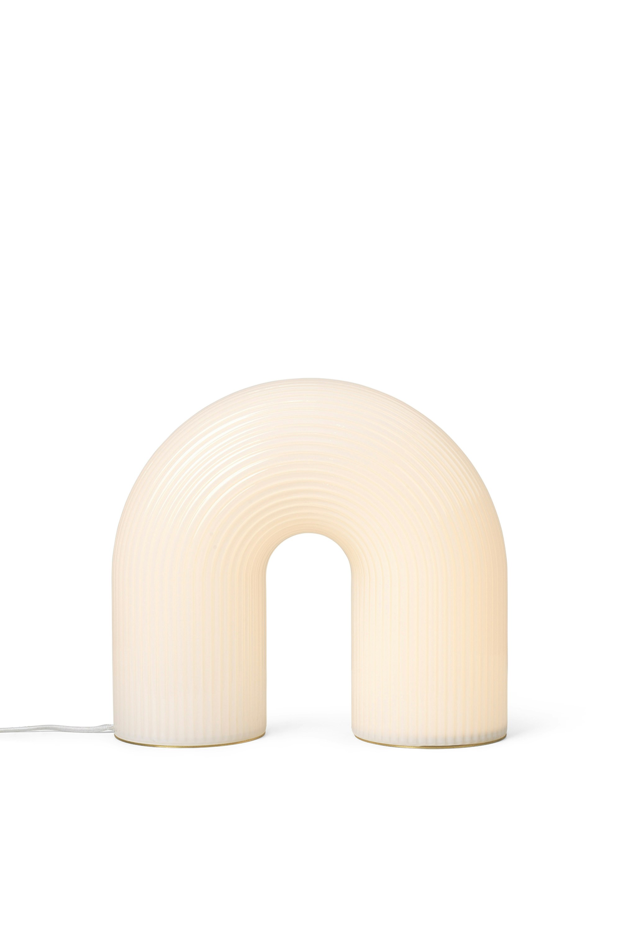 A Vuelta Floor Lamp in white Viewed from the front.