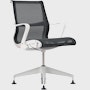 Setu Side Chair - Ribbon Arms,  Intercept,  Graphite,  Studio White,  Silver Alloy,  Glide