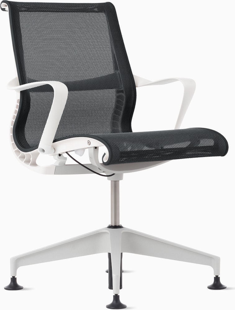 Setu Side Chair - Ribbon Arms,  Intercept,  Graphite,  Studio White,  Silver Alloy,  Glide