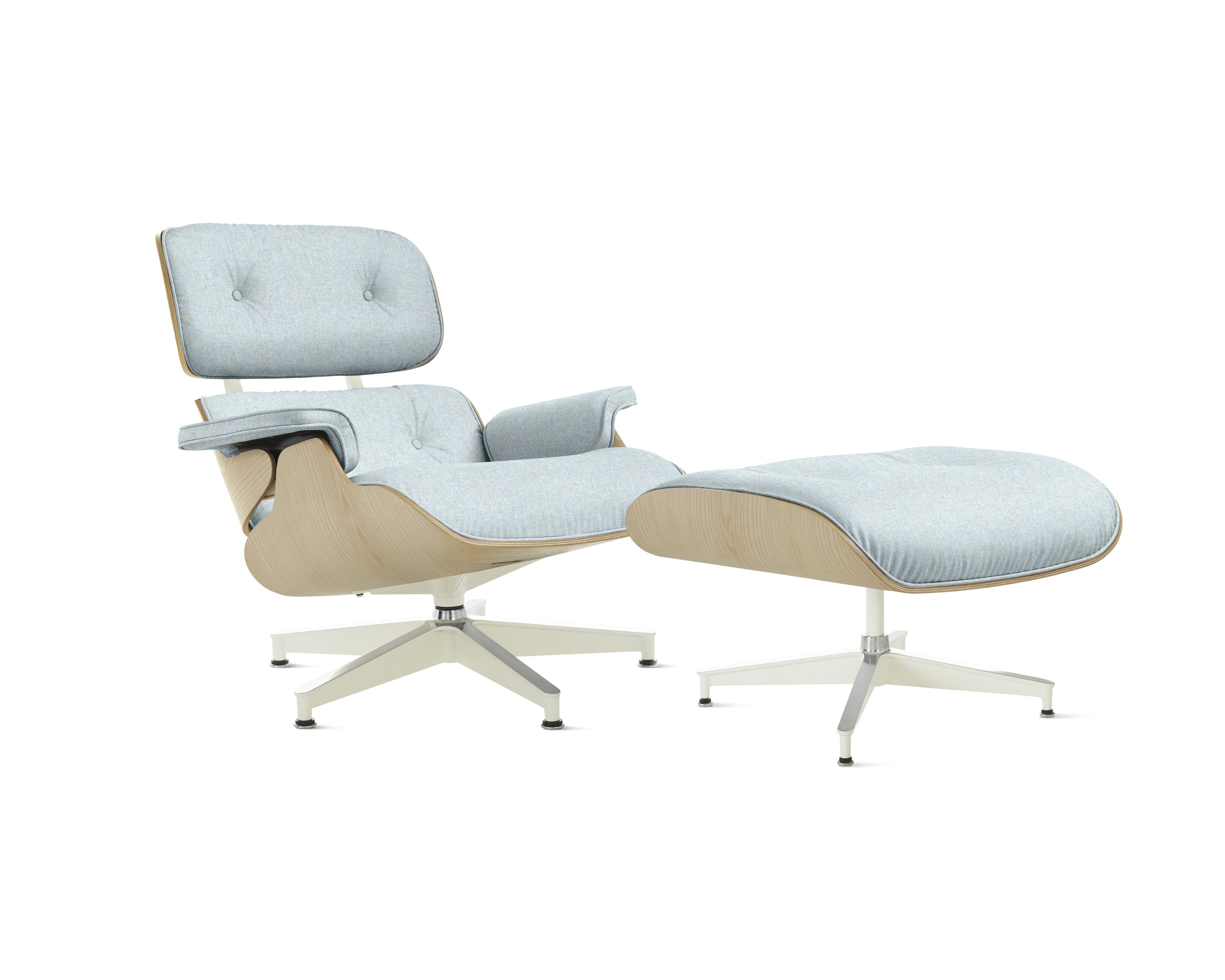 Eames Lounge Chair and Ottoman - Standard or Tall, White Ash, Luce, Brine