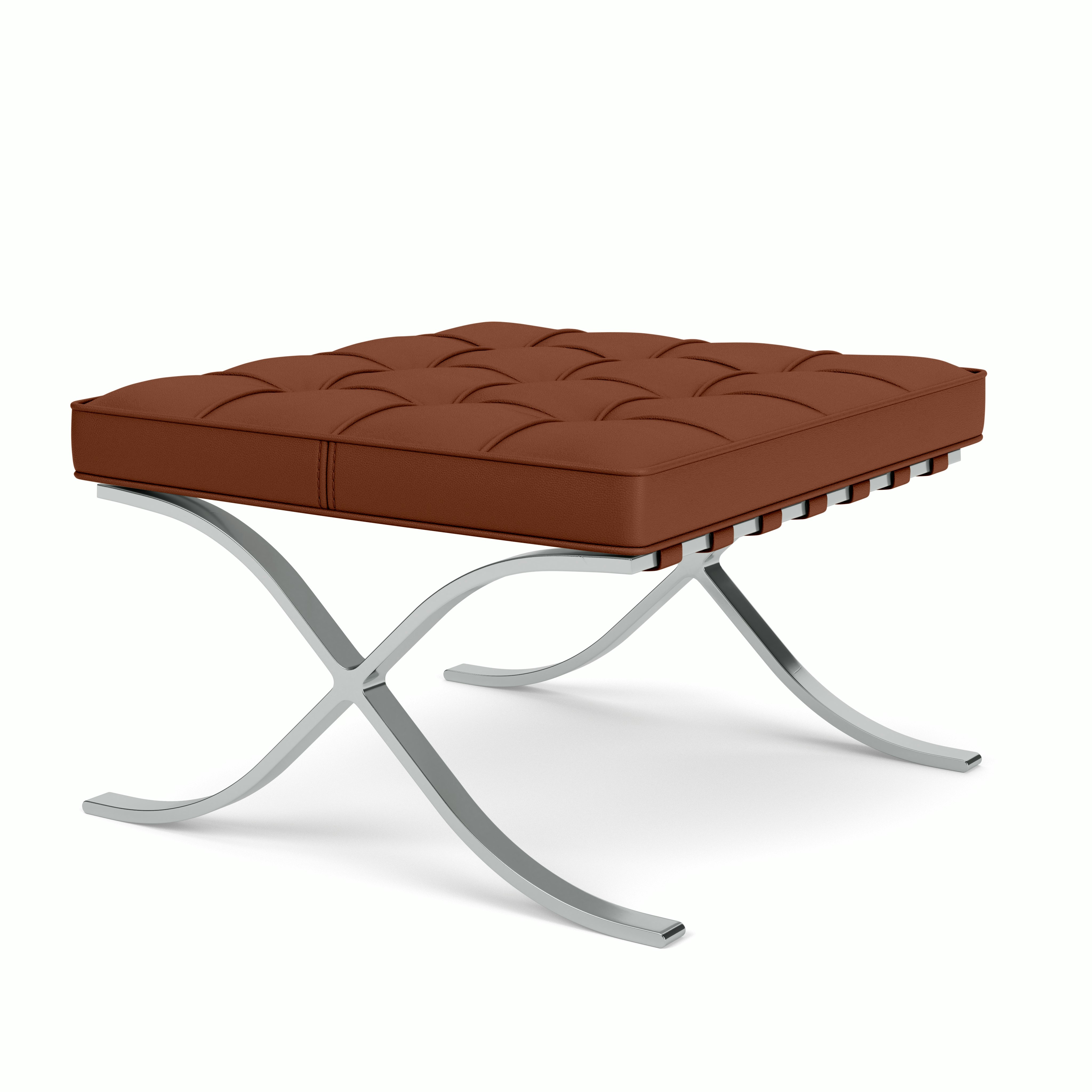 Barcelona Stool  in  Chrome,  Acqua Leather,  Mississippi Delta
