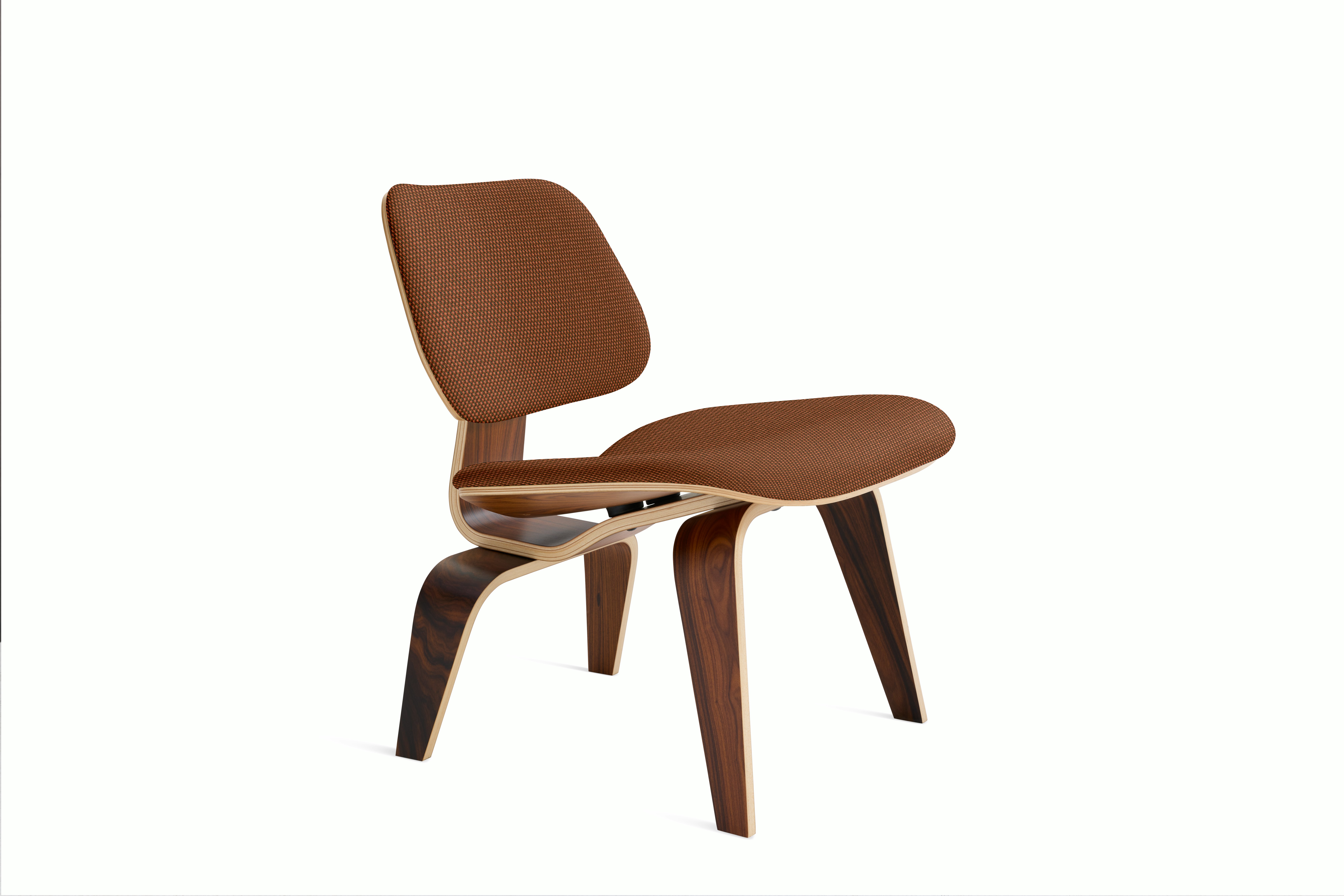 Eames Molded Plywood Lounge Chair Wood Base (LCW) - Upholstered,  Ebony,  Beck,  033 Retrospect