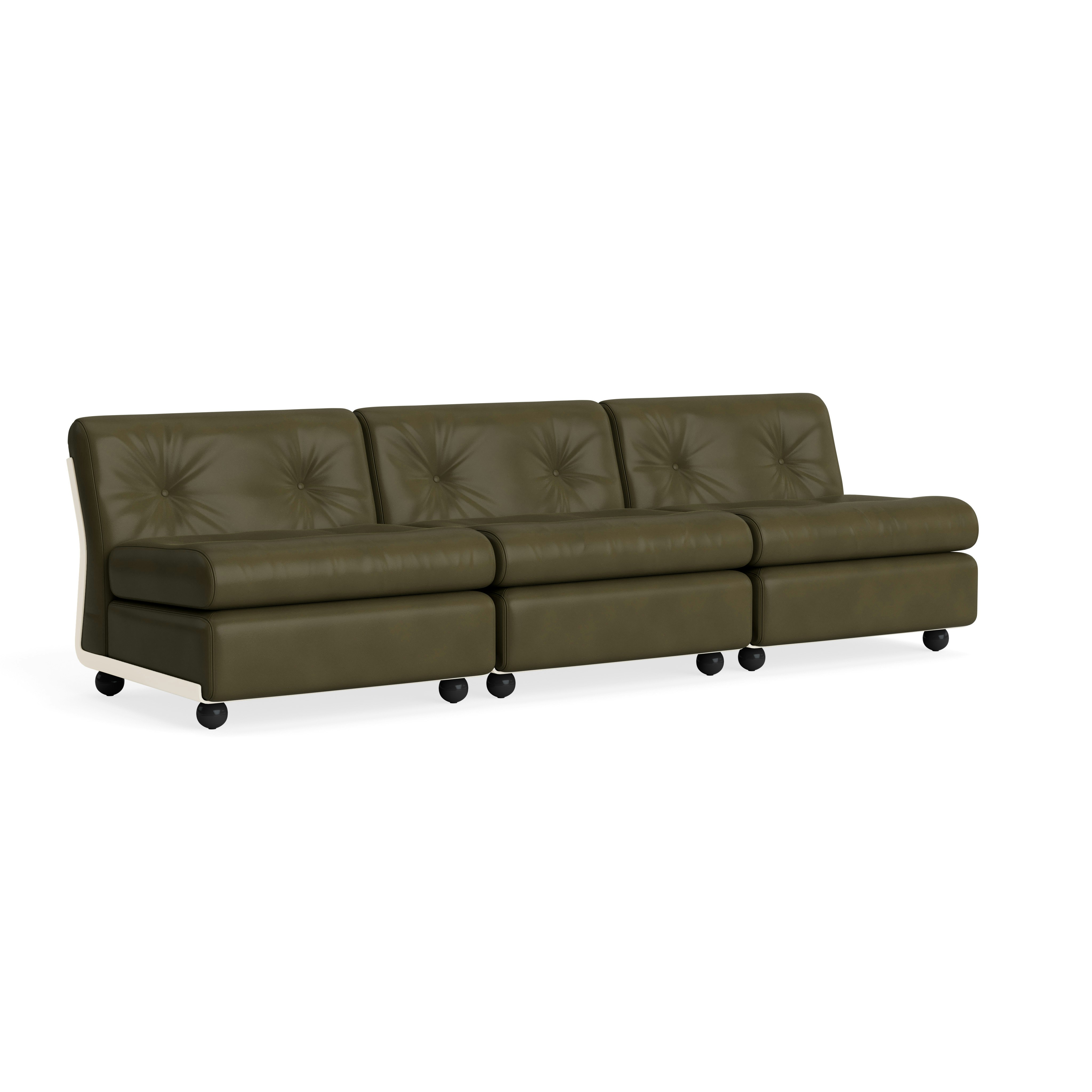 Amanta Sofa - Three Seater, Sense Leather, Forest Green, Cream Beige