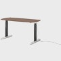 Renew Executive S2S Desk 29x58, Veneer Walnut, Graphite Satin / Polished Aluminum, Simple Cover, Standard Power