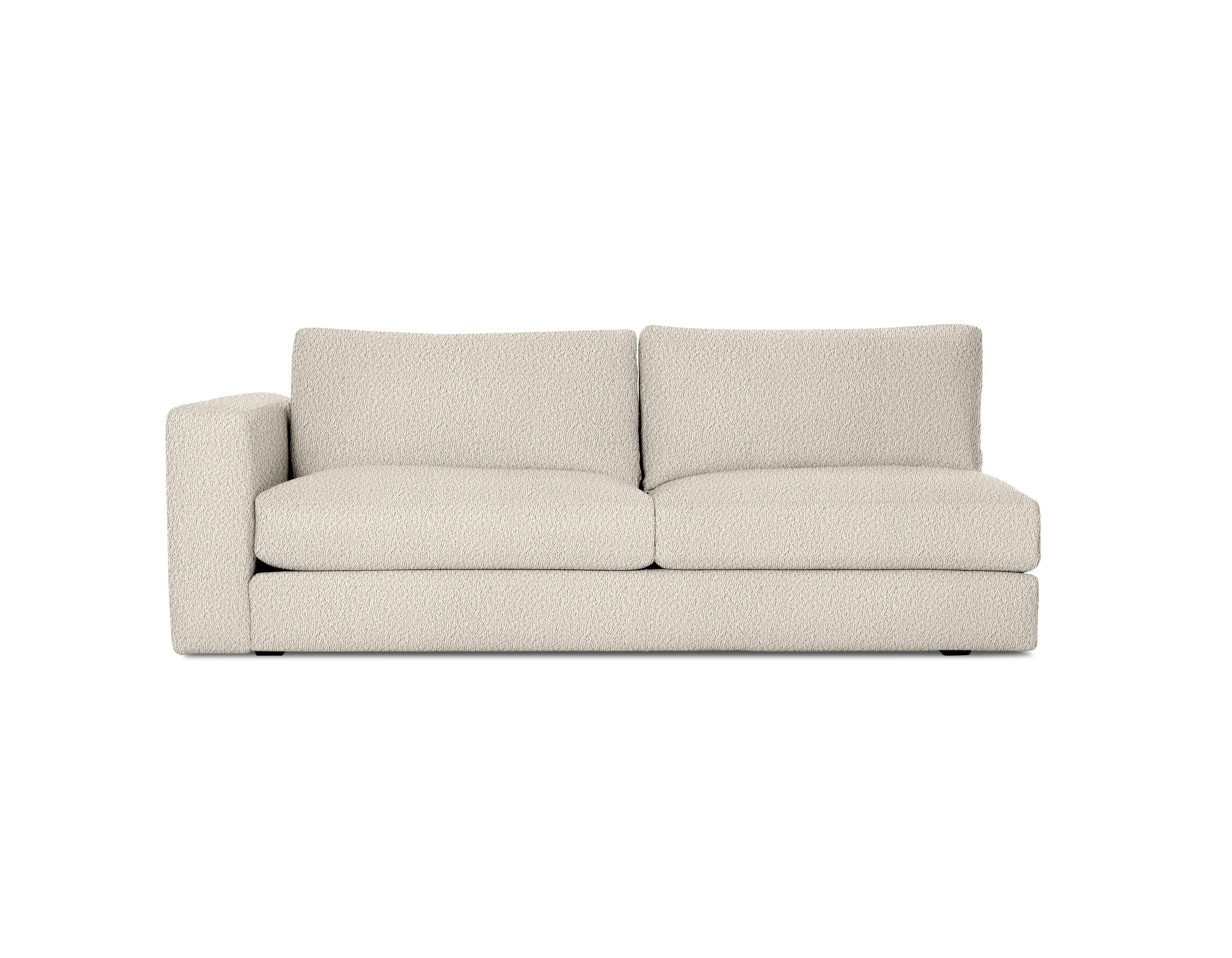 A Reid Modular Sofa in cream with a melange finish viewed from the front.