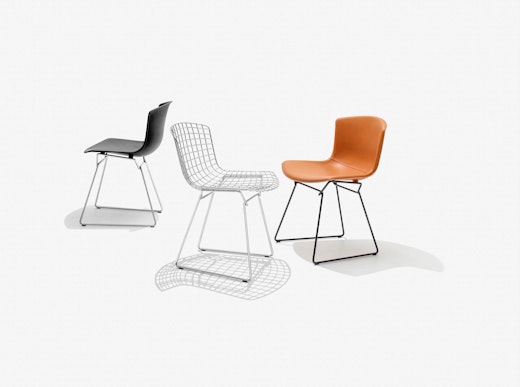 bertoia molded shell side chair side chair leather covered side chair