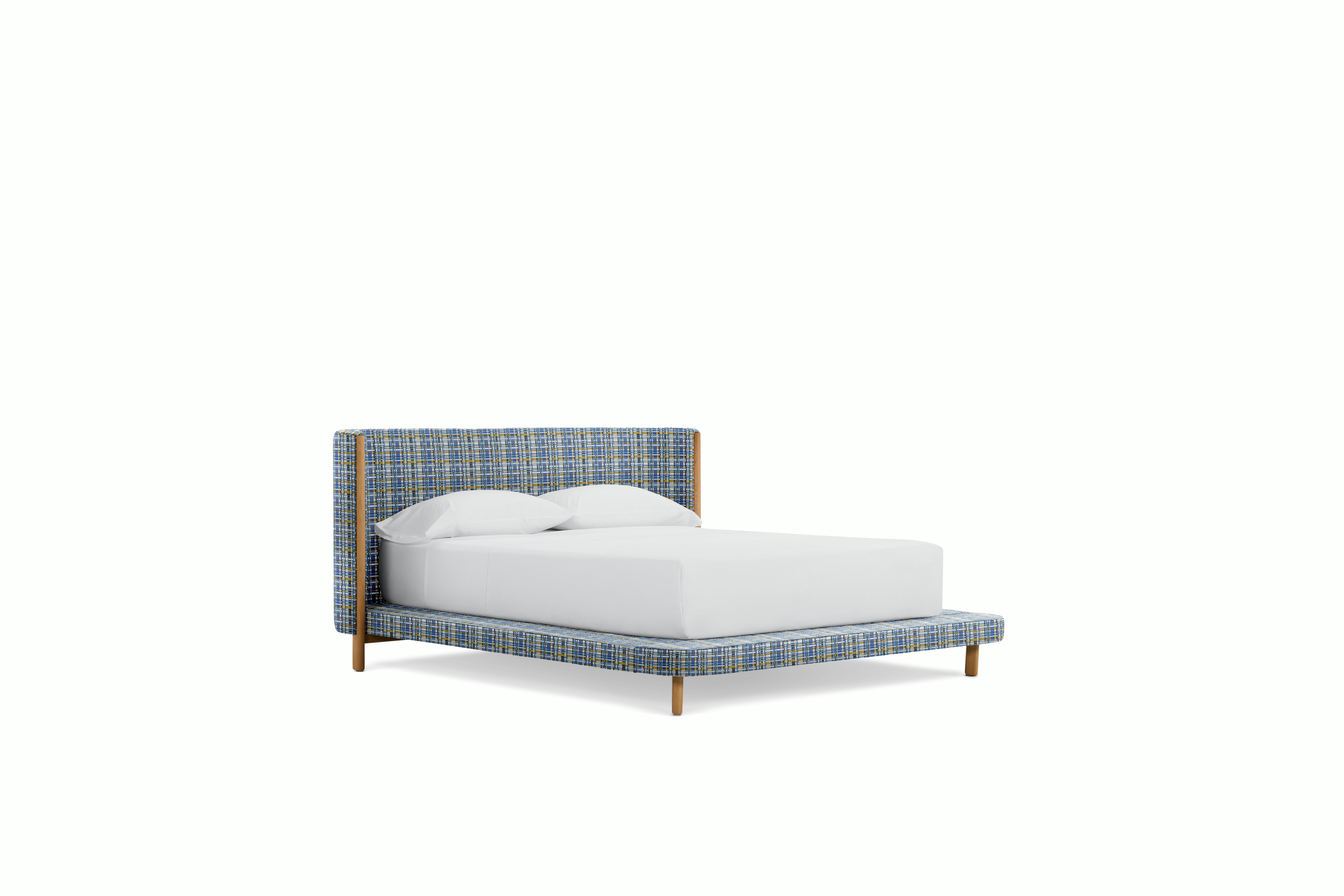 Emmy Bed - Tall in Oak and Stepped Plaid Well