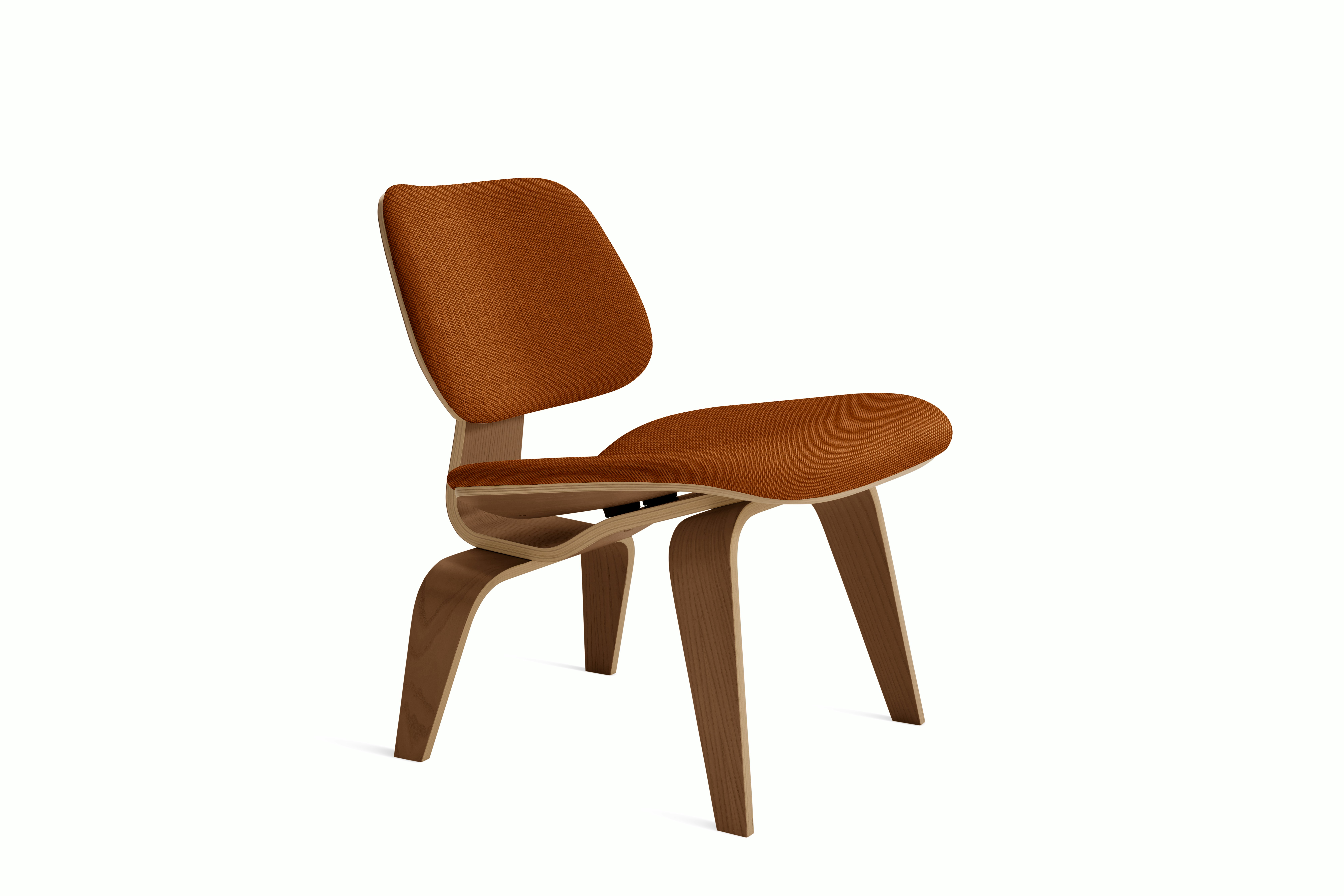 Eames Molded Plywood Lounge Chair Wood Base (LCW) - Upholstered,  Walnut Frame Mode - Rust
