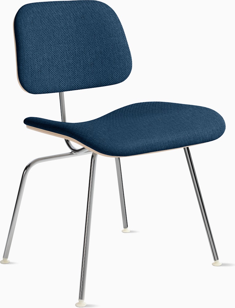 Eames Molded Plywood DCM White Ash Frame Mode - Denim,  Chrome Leg
