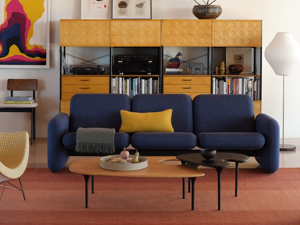 Wilkes Sofa in Puzzle, Coconut Chair and Cyclade Tables