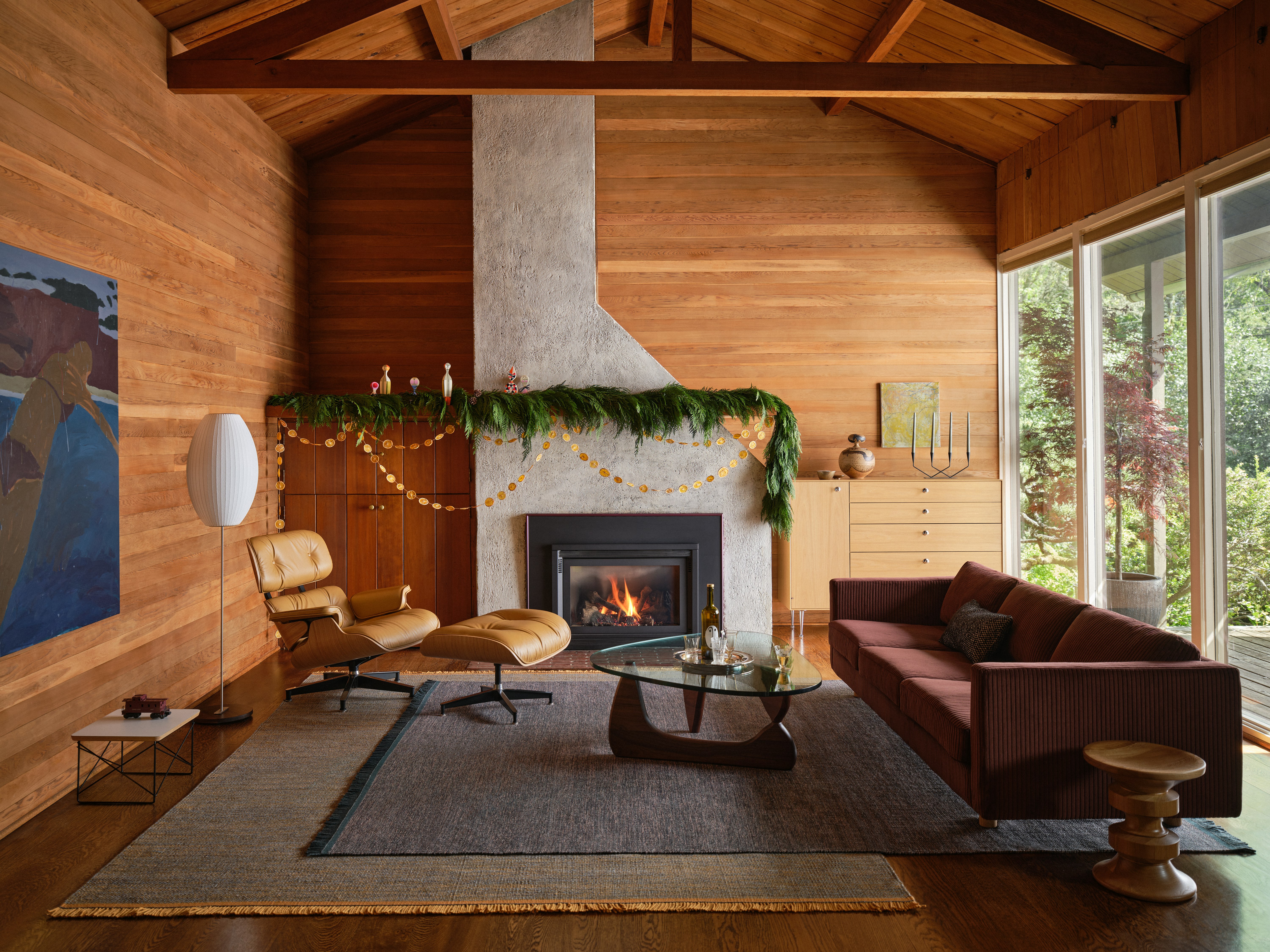 Lispenard Sofa in claret velvet, holiday version