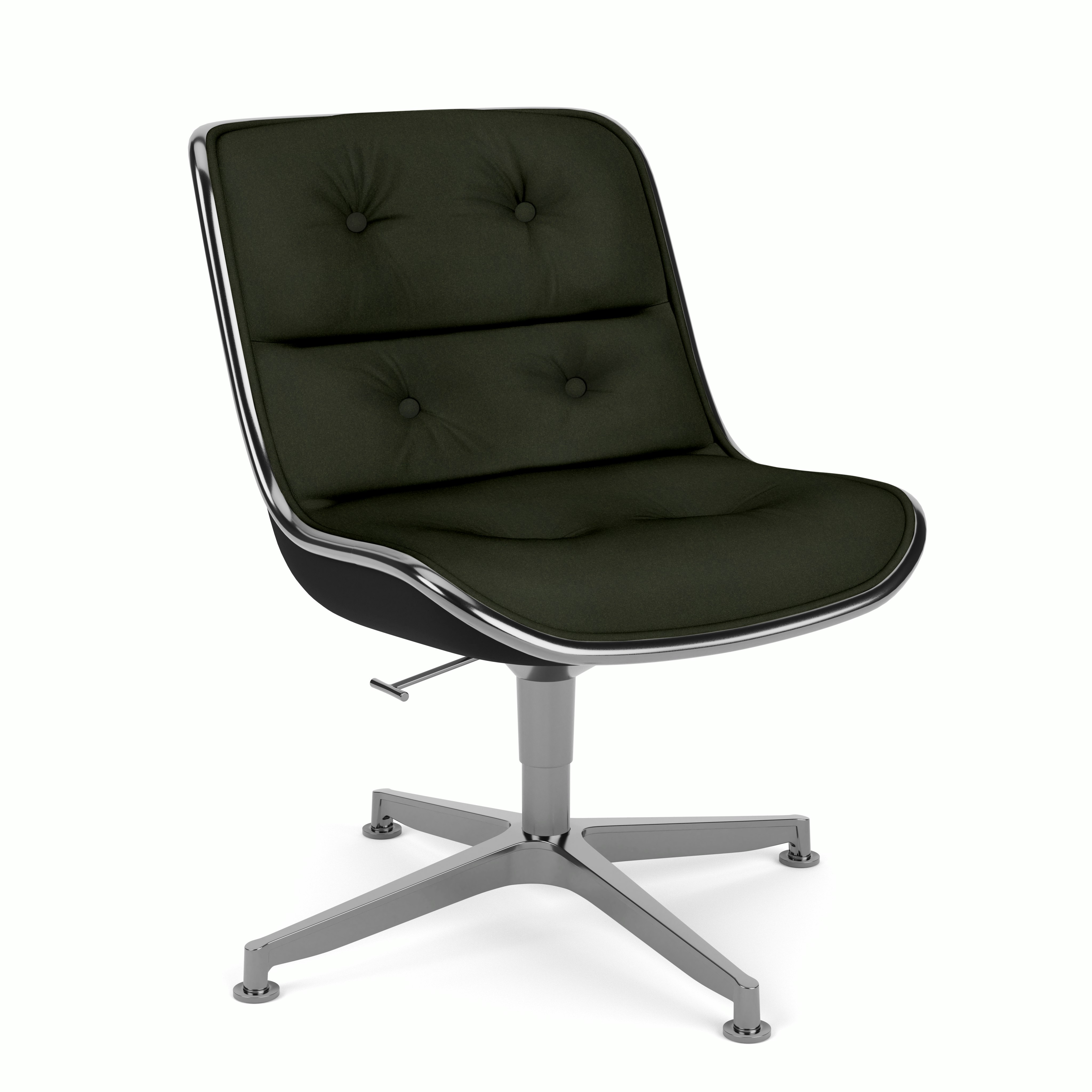 Pollock Executive Side Chair - 4 Star,  Polished Aluminum,  Ultrasuede,  Moss