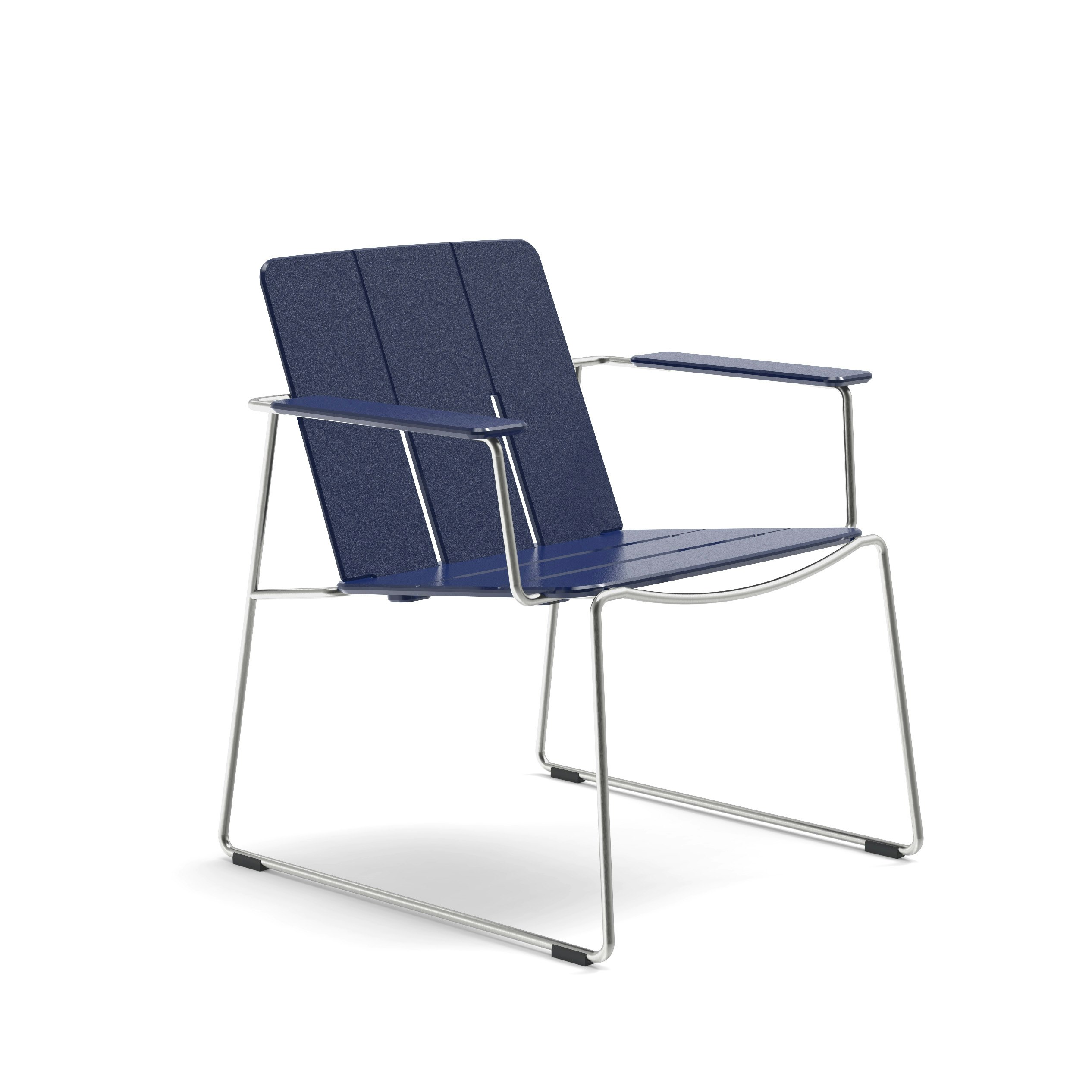 Keene Lounge Chair - Navy Blue, Stainless Steel