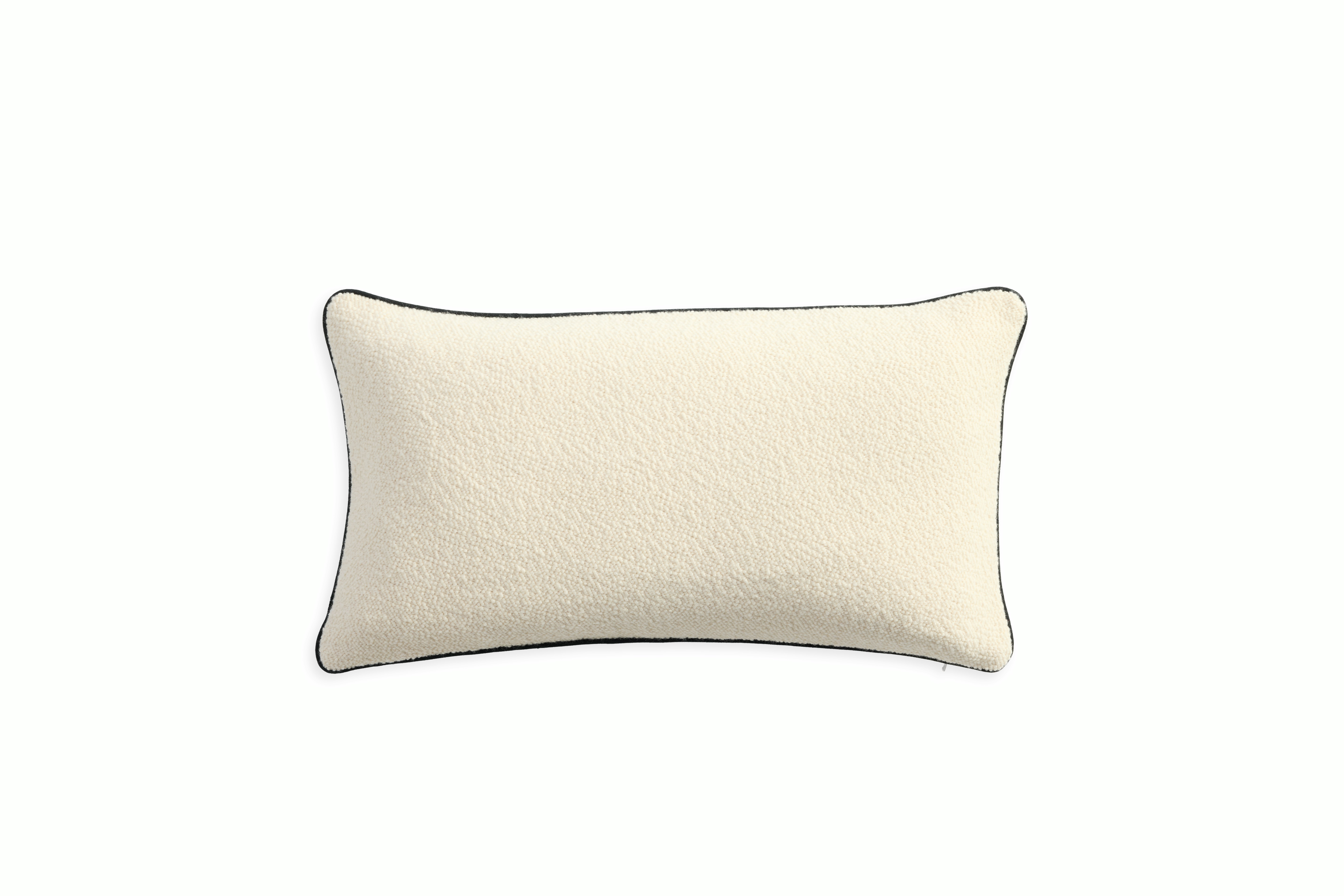 A Turf Color Blocked Pillow in Cream Melange Cream viewed from behind.