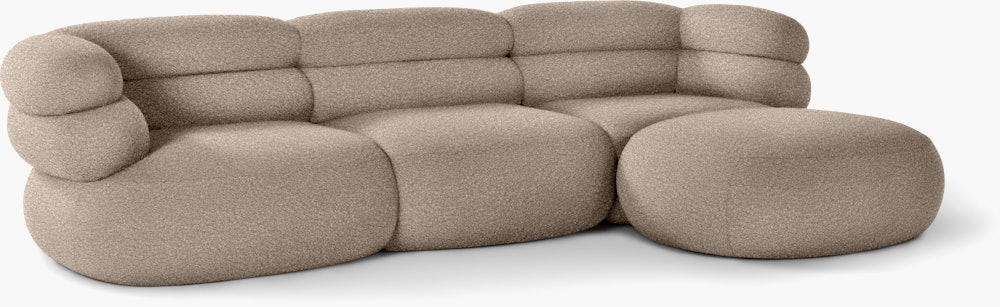 Biboni Sectional - Sectional Chaise, Left Sitting, Solid Sublime, Greige