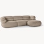 Biboni Sectional - Sectional Chaise, Left Sitting, Solid Sublime, Greige