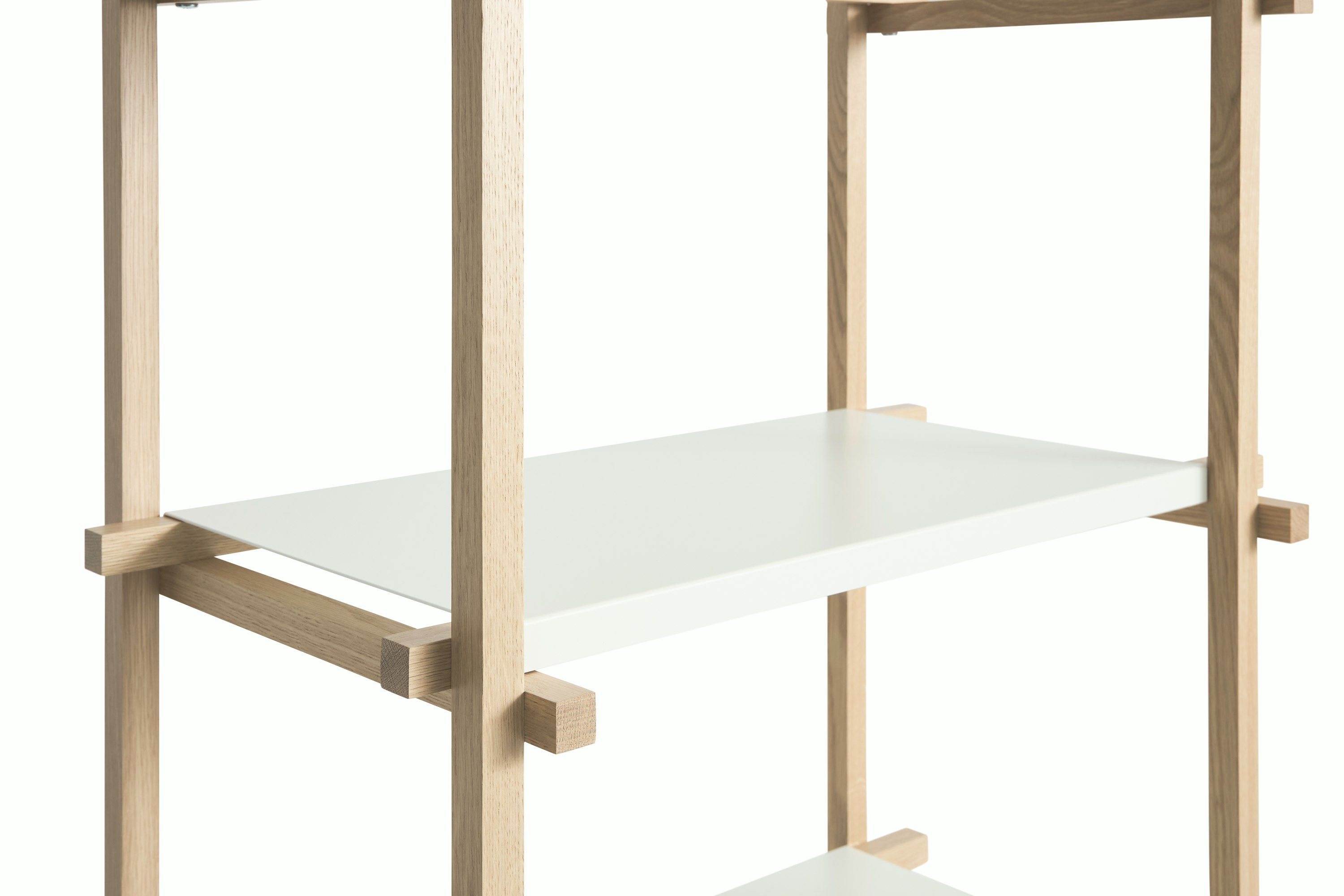 Woody Shelving 2.0 - Column High, Oak, Almond White