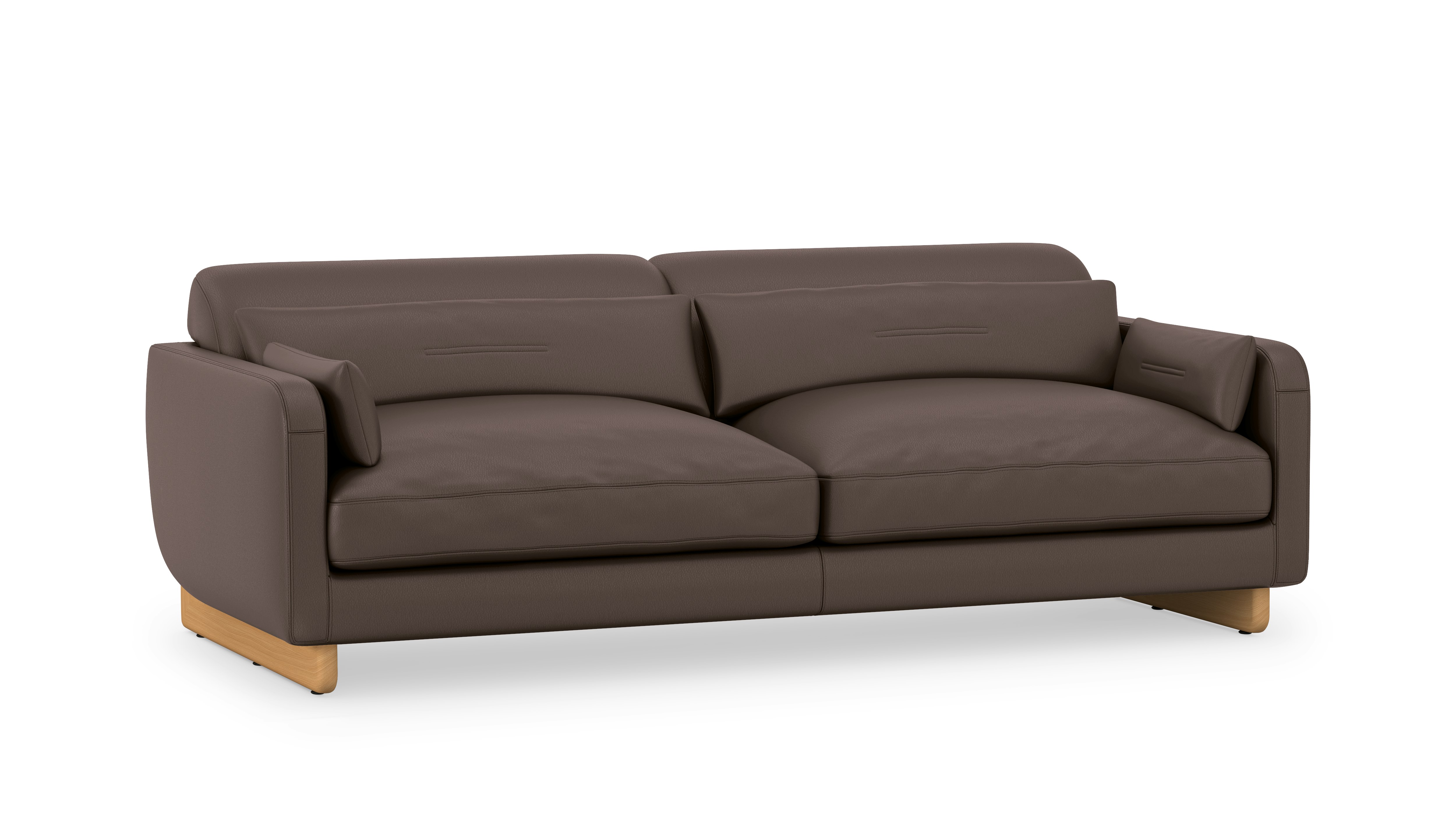 Contra Sofa - 84 Inch, Prone Leather, Java, Oak