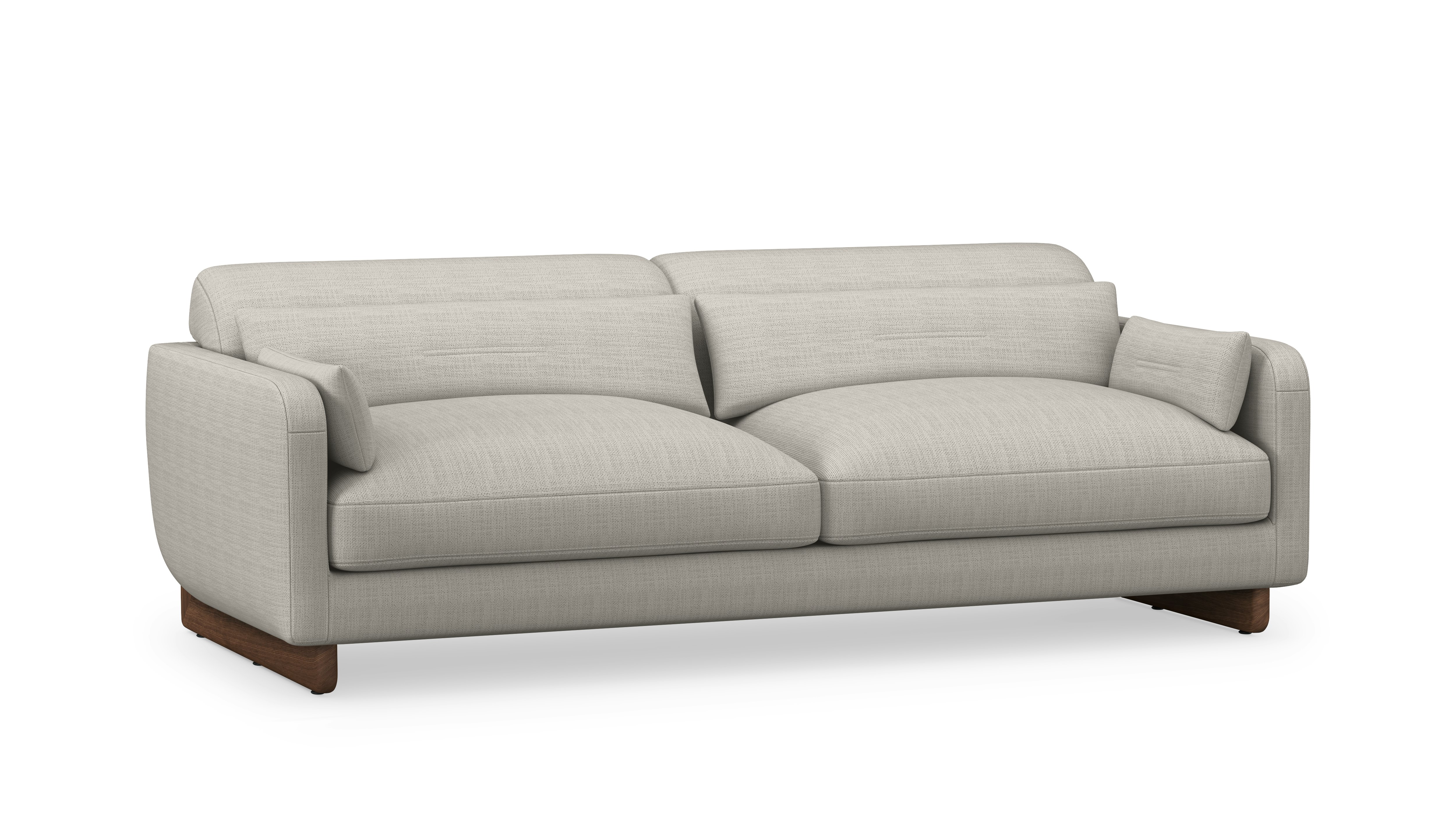 Contra Sofa - 84 Inch, Pebble Weave, Buff, Walnut