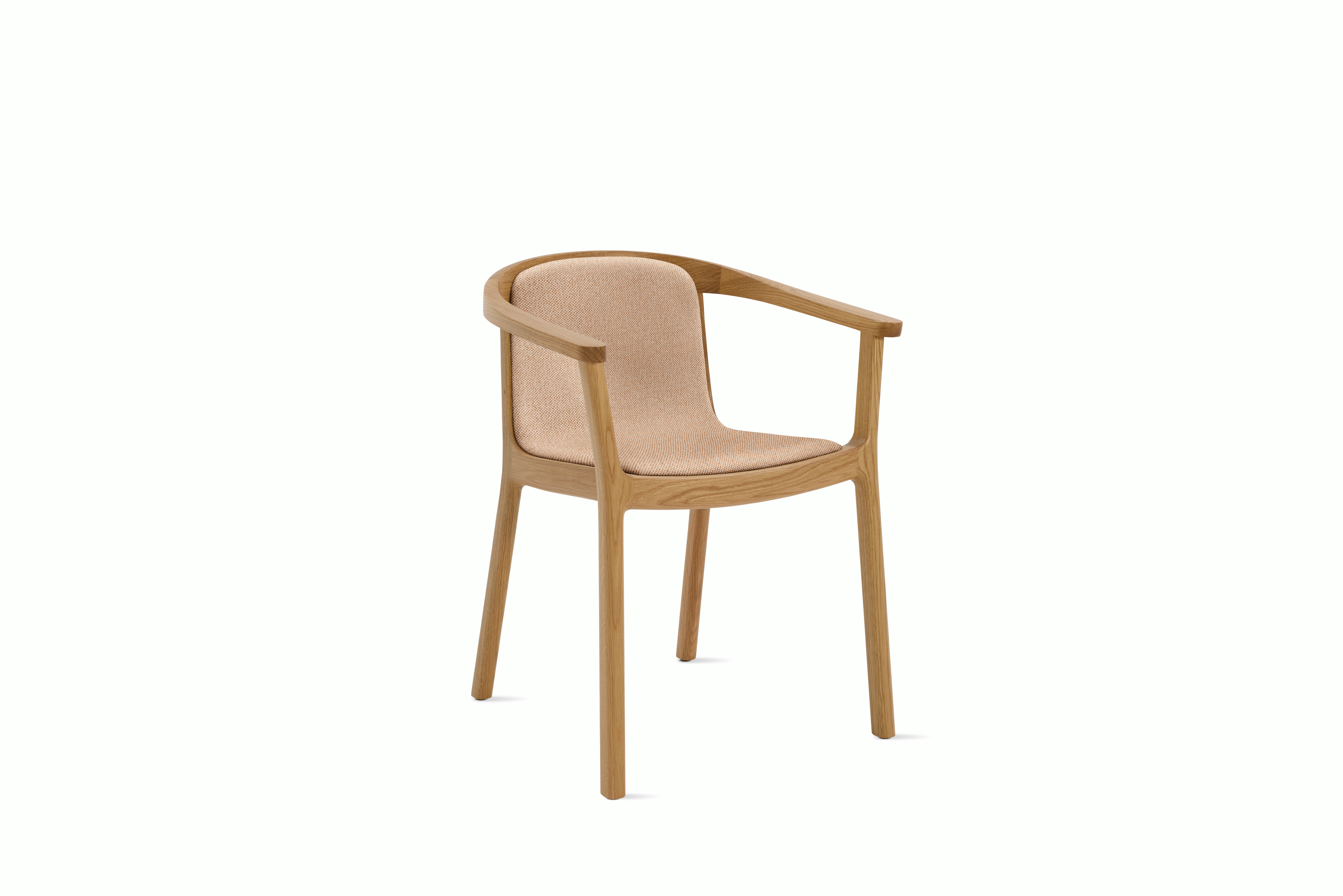 A Lijn Armchair in Blush Oak viewed from an angle.