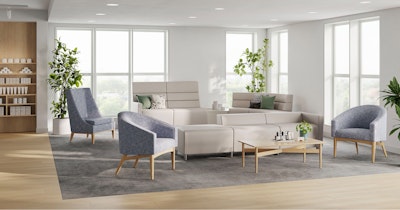 Premium waiting room, boutique care or dermatology office with Sophora Chairs and Steps Lounge