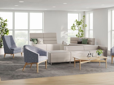 Premium waiting room, boutique care or dermatology office with Sophora Chairs and Steps Lounge