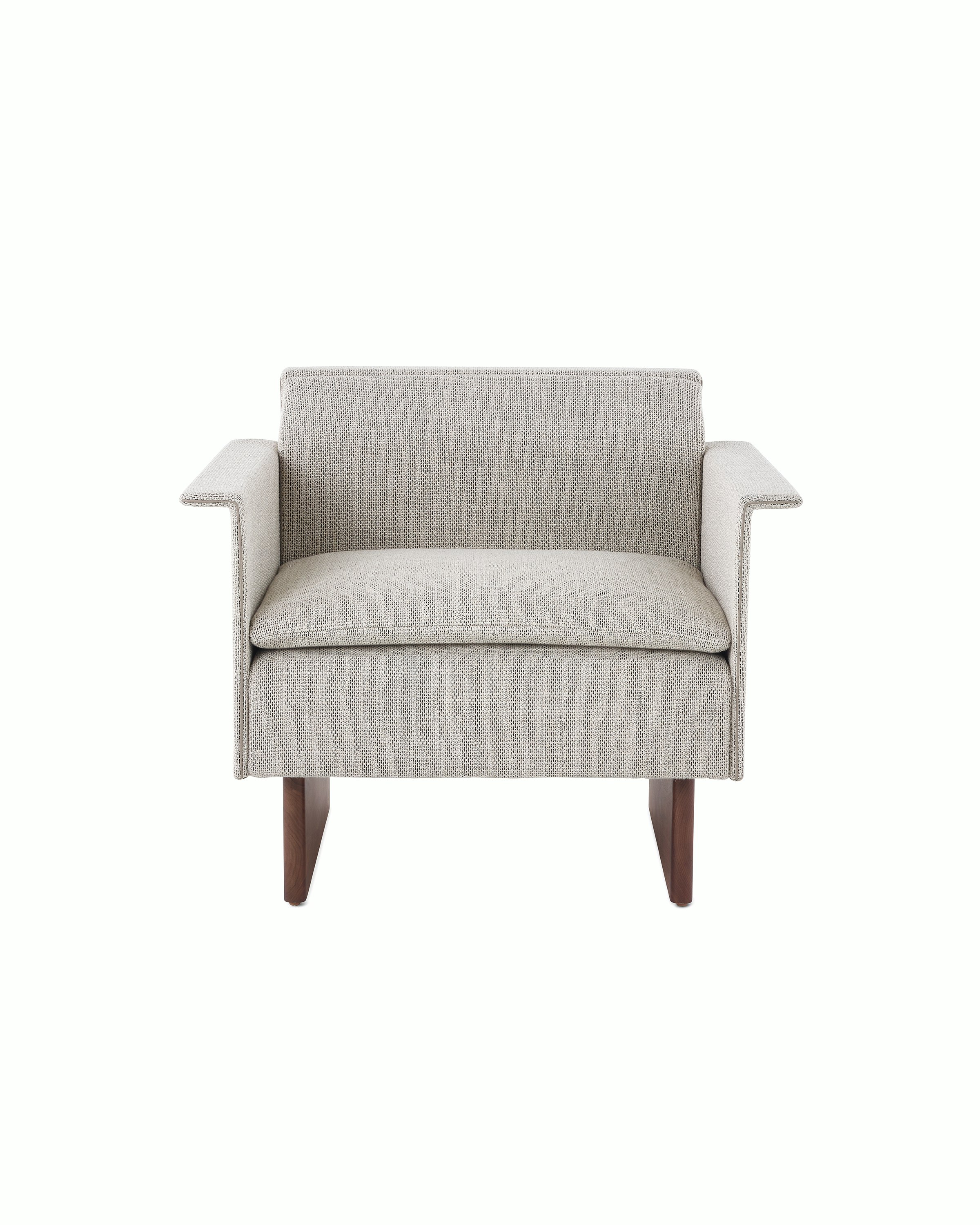 Mantle Club Chair in Capri Stone with Walnut Wood Base.