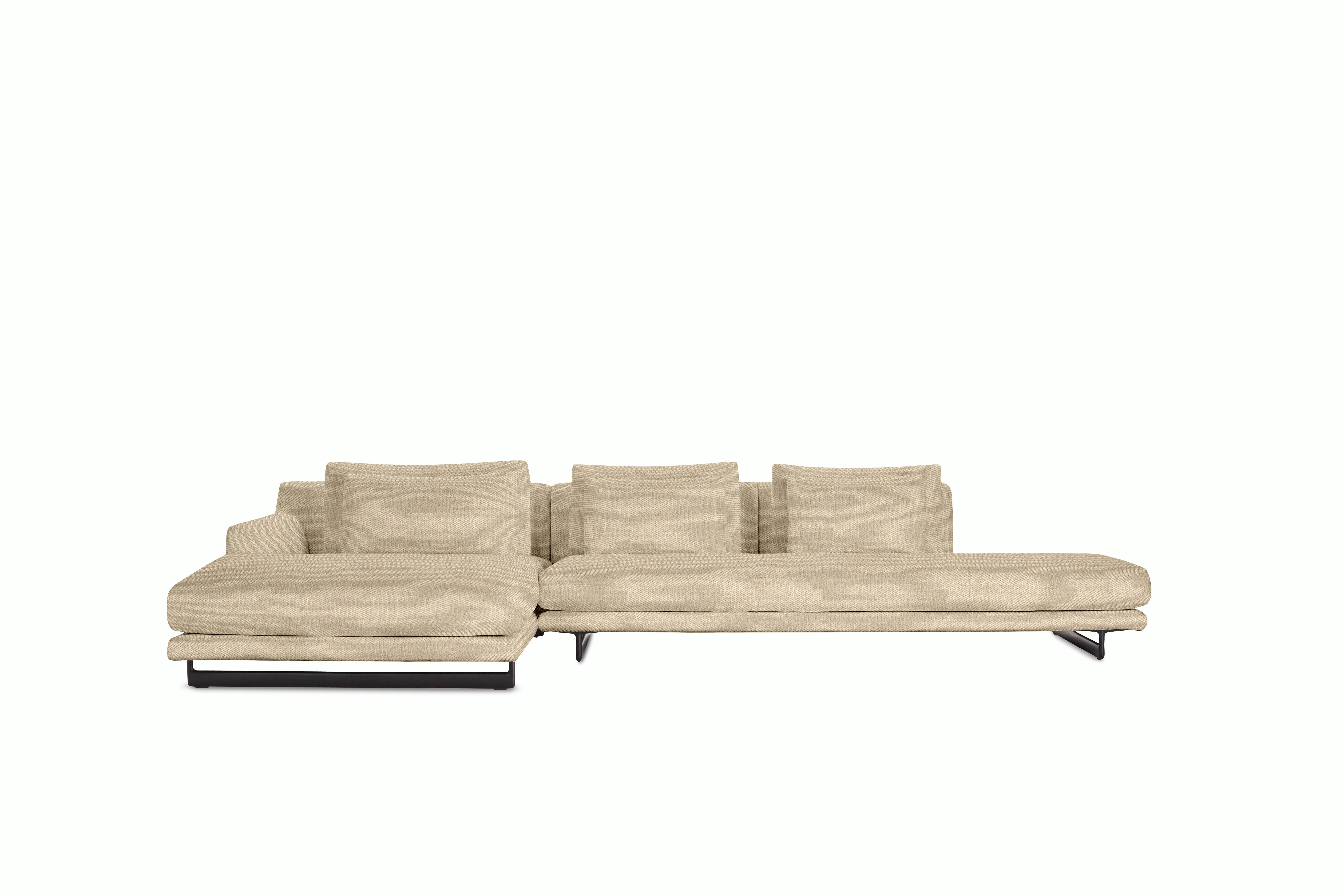 Lecco Open Sectional - Left - Album Linen, Straw - Black