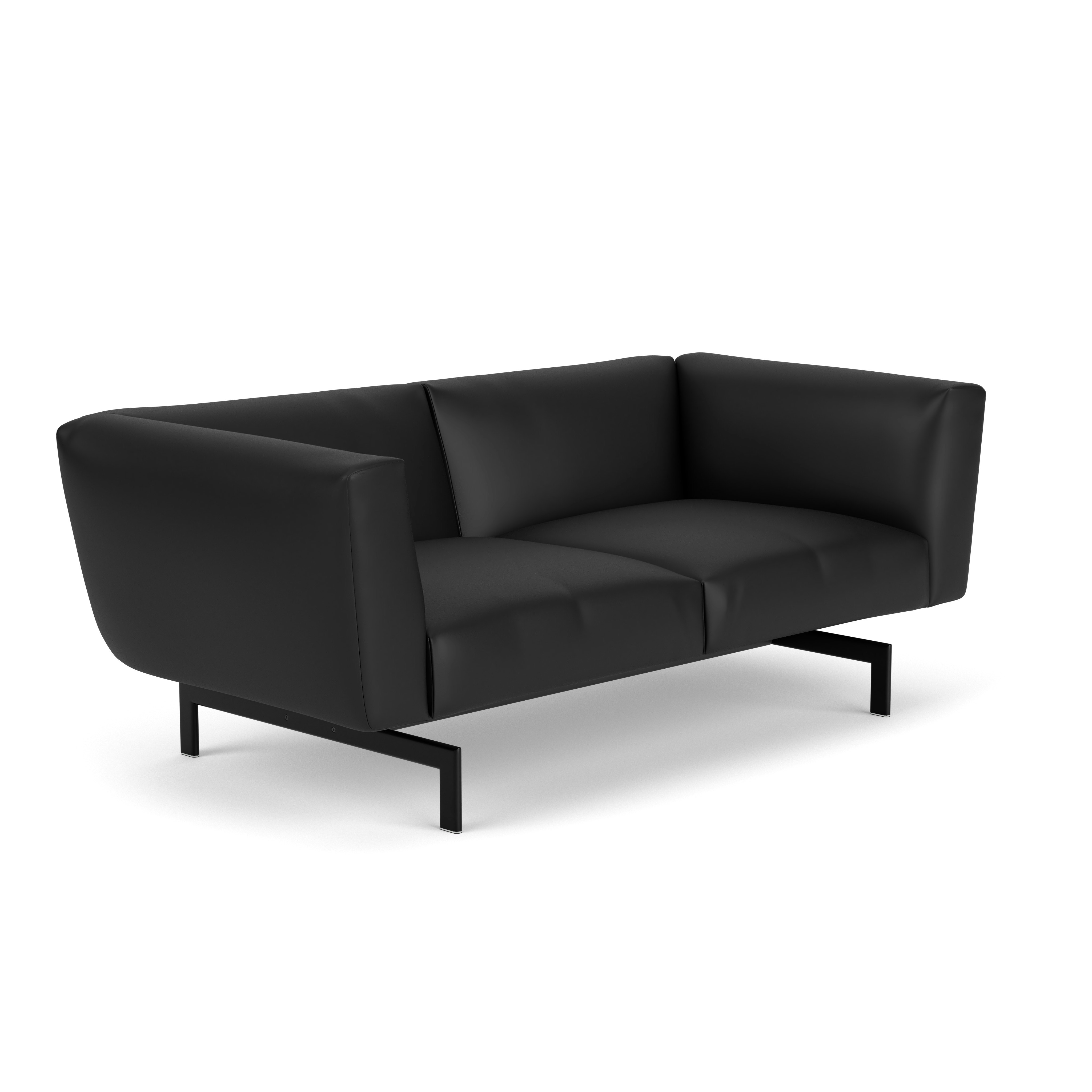 Avio Sofa - Two Seater, Volo Leather, Black, Black