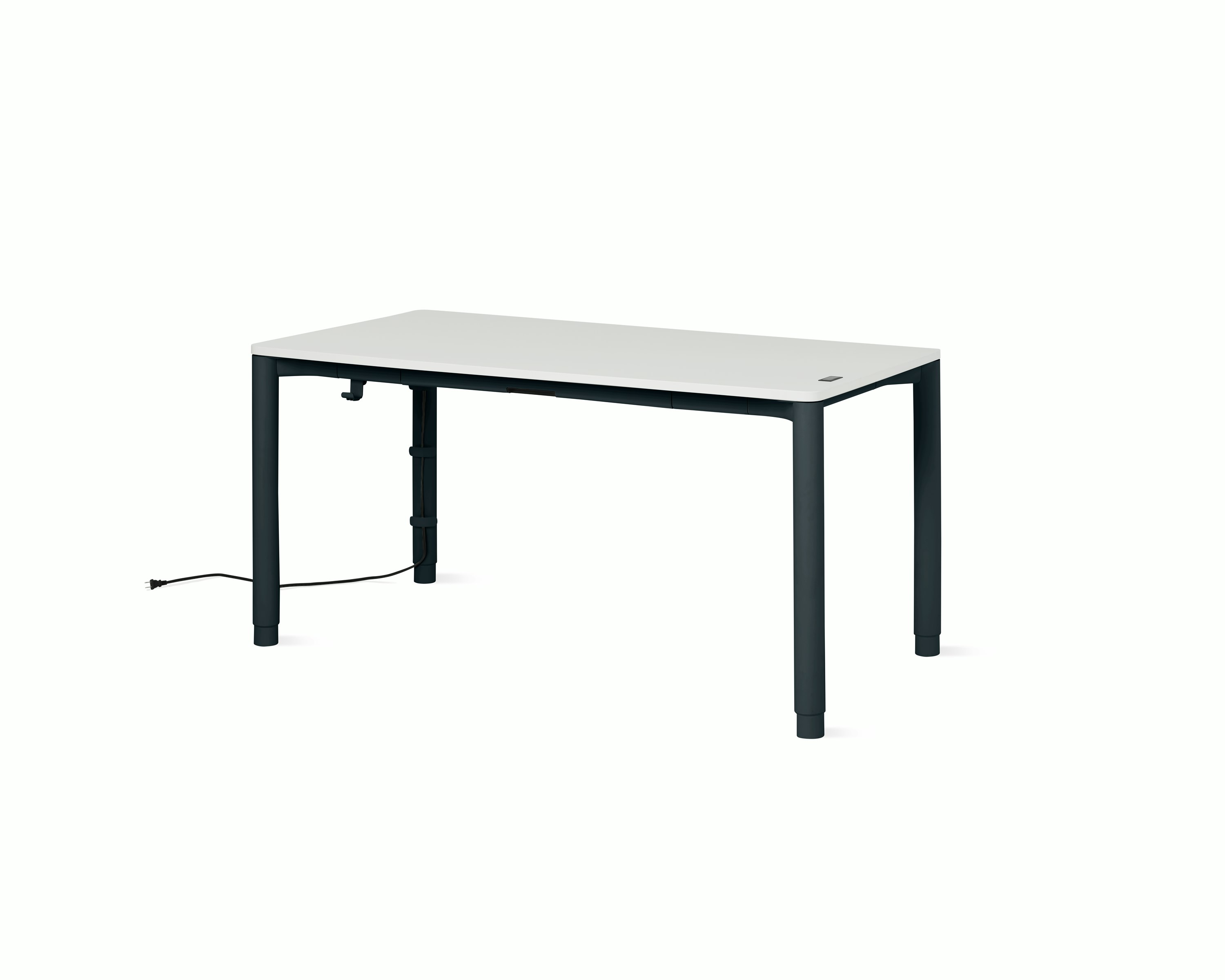 Spout S2S Table - 30" x 60"",  Laminate Studio White,  Nightfall,  With Cable Tray,  With Storage Drawer,  Standard Height"
