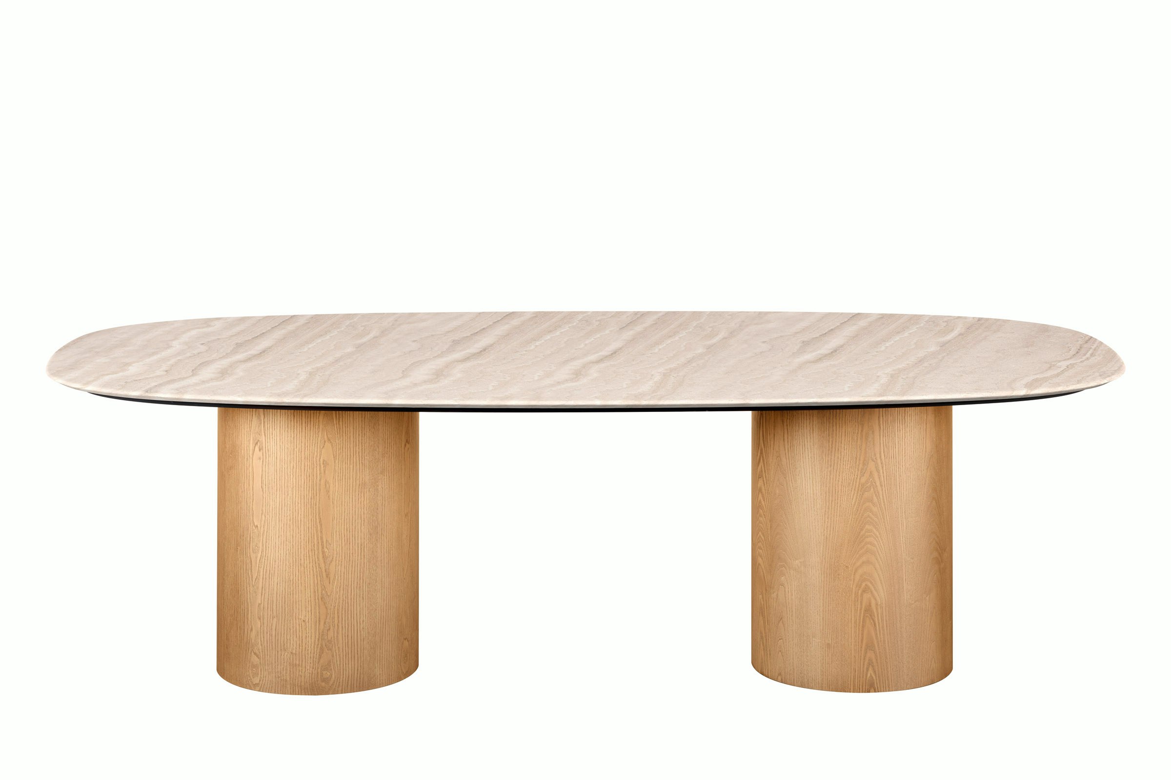 Myon Dining Table - Oval, 94in , Marble, Travertine, Walnut