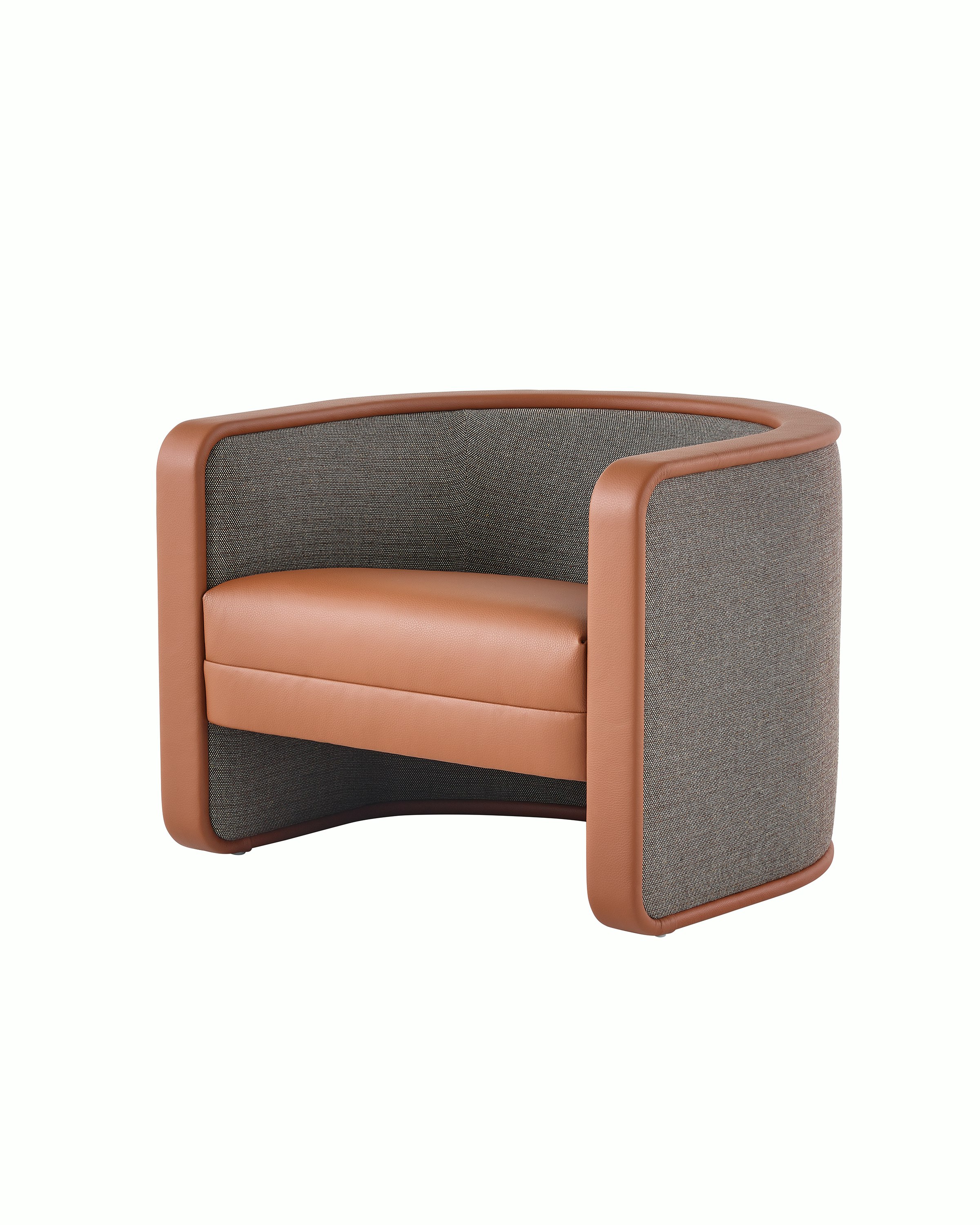 U-Series Lounge Chair with Tenera Maple arms and Wool Tweed Umber seat and back.