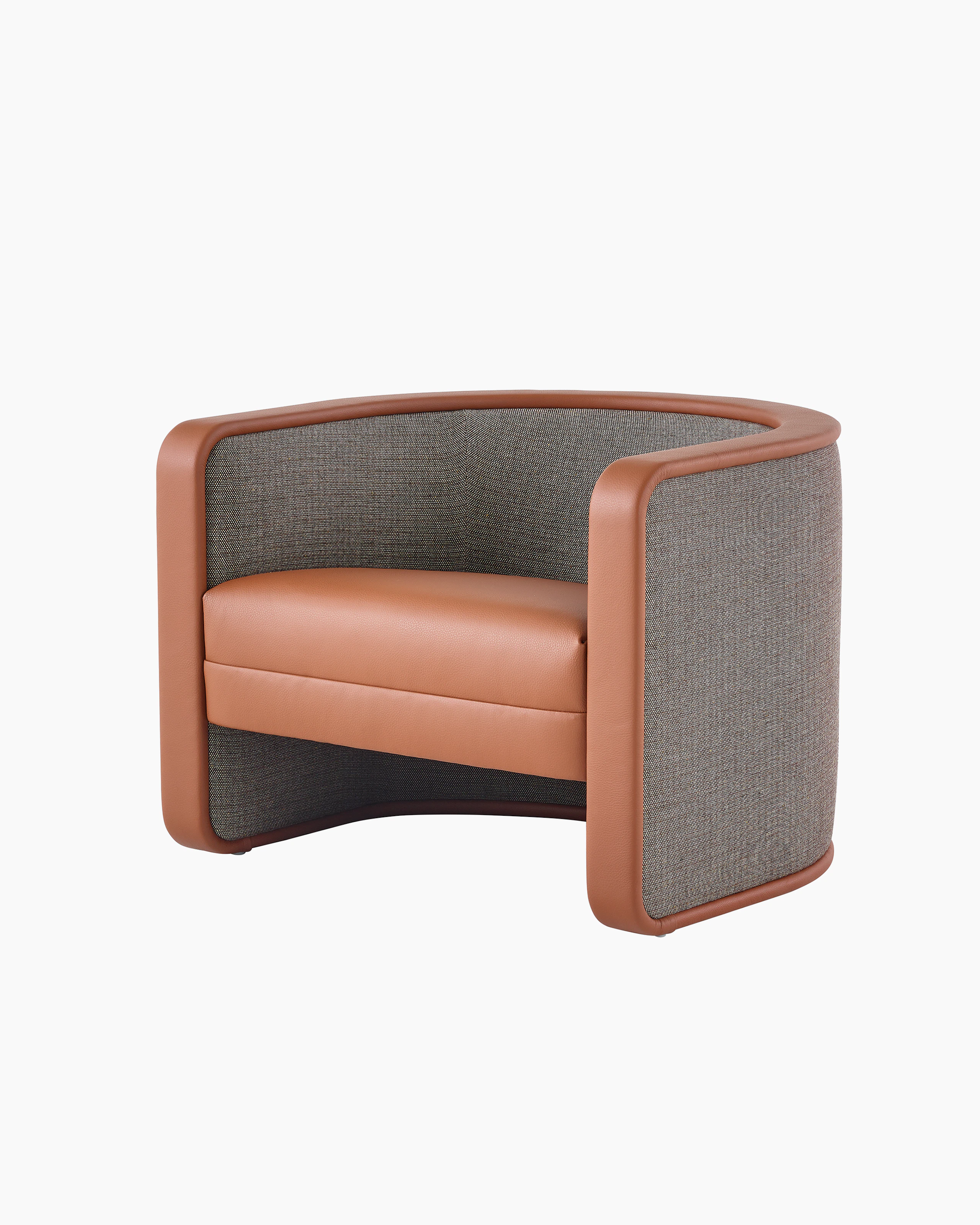 U-Series Lounge Chair with Tenera Maple arms and Wool Tweed Umber seat and back.