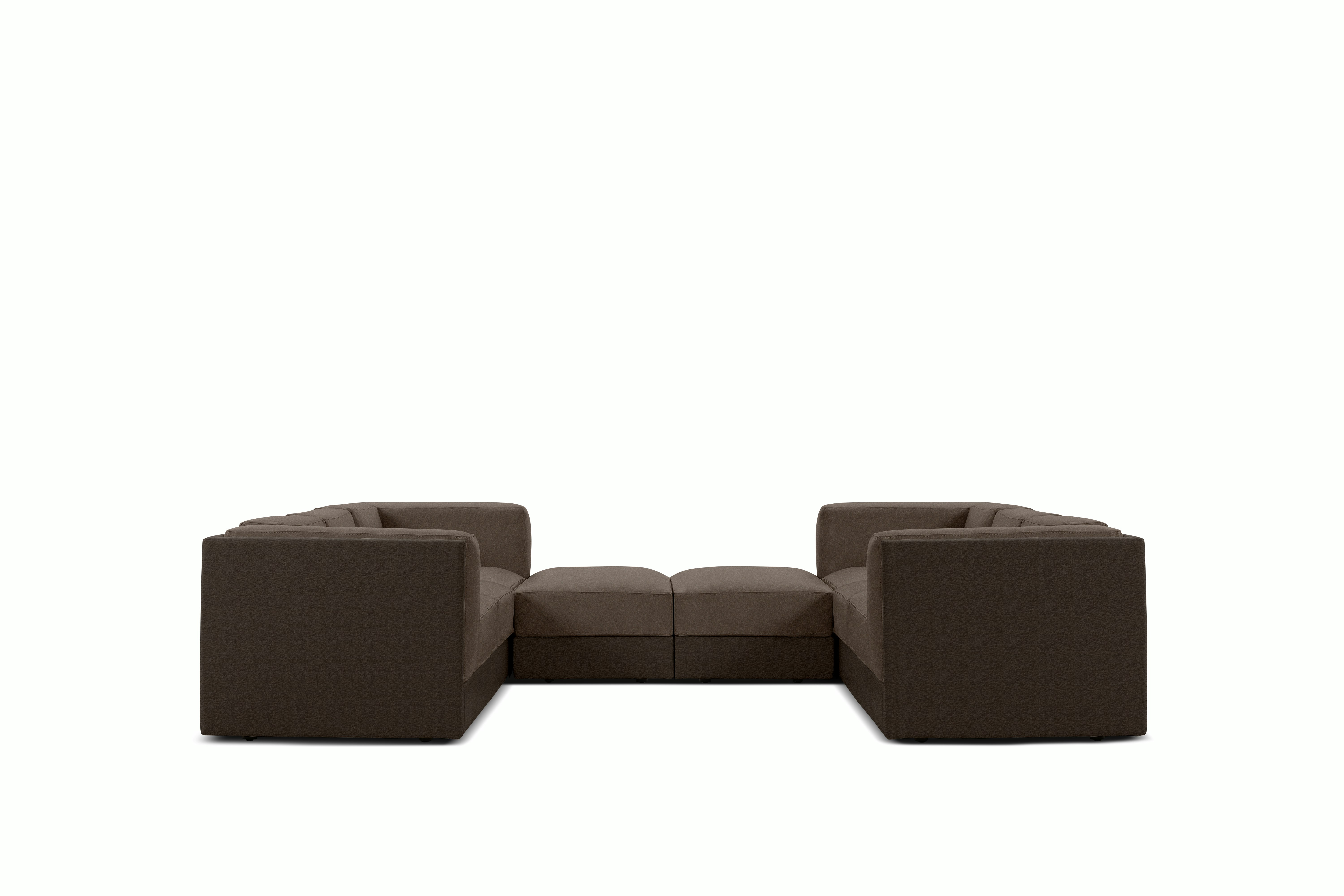 Symme U-Sectional - Leather Frame,  Prone Leather,  Java,  Pecora,  Chocolate