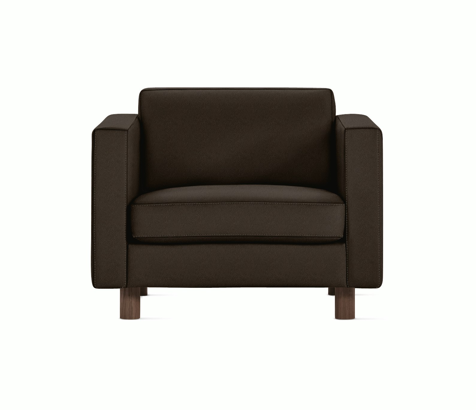 Lispenard Arm Chair in java brown leather with 4" legs.