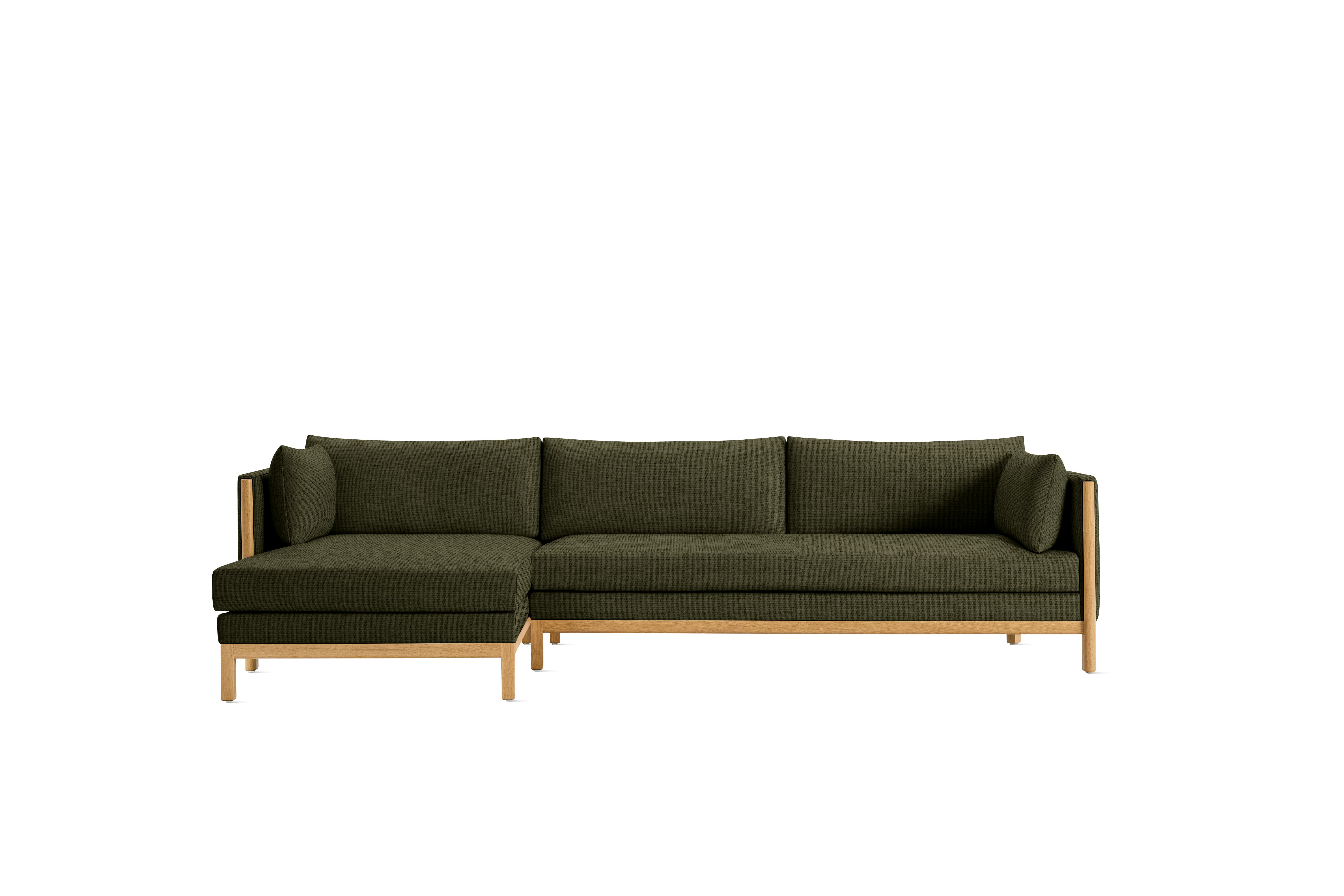 Emmy Sectional - Pebble Weave, Militare, Oak, Left