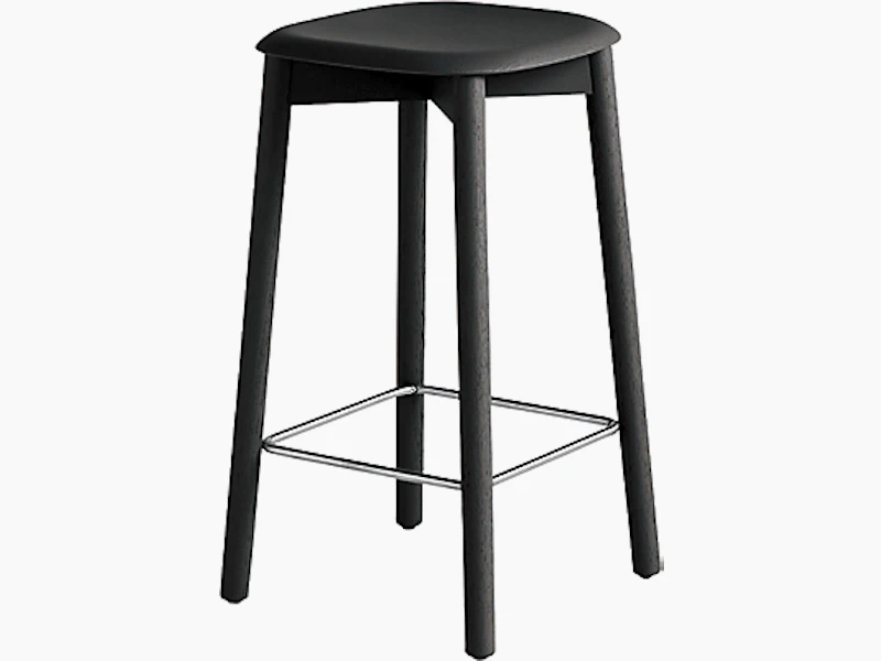 A front angle view of the Soft Edge 82 Counter Stool in black.